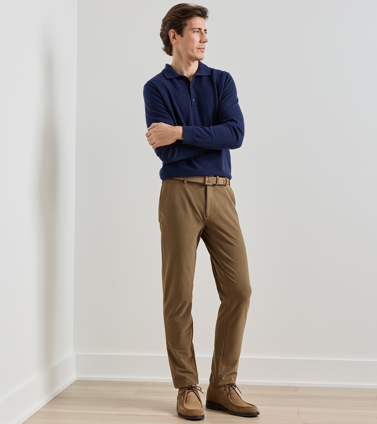 Bingham Corduroy Performance Trouser in LIGHT MOCHA - Alternate Image 1