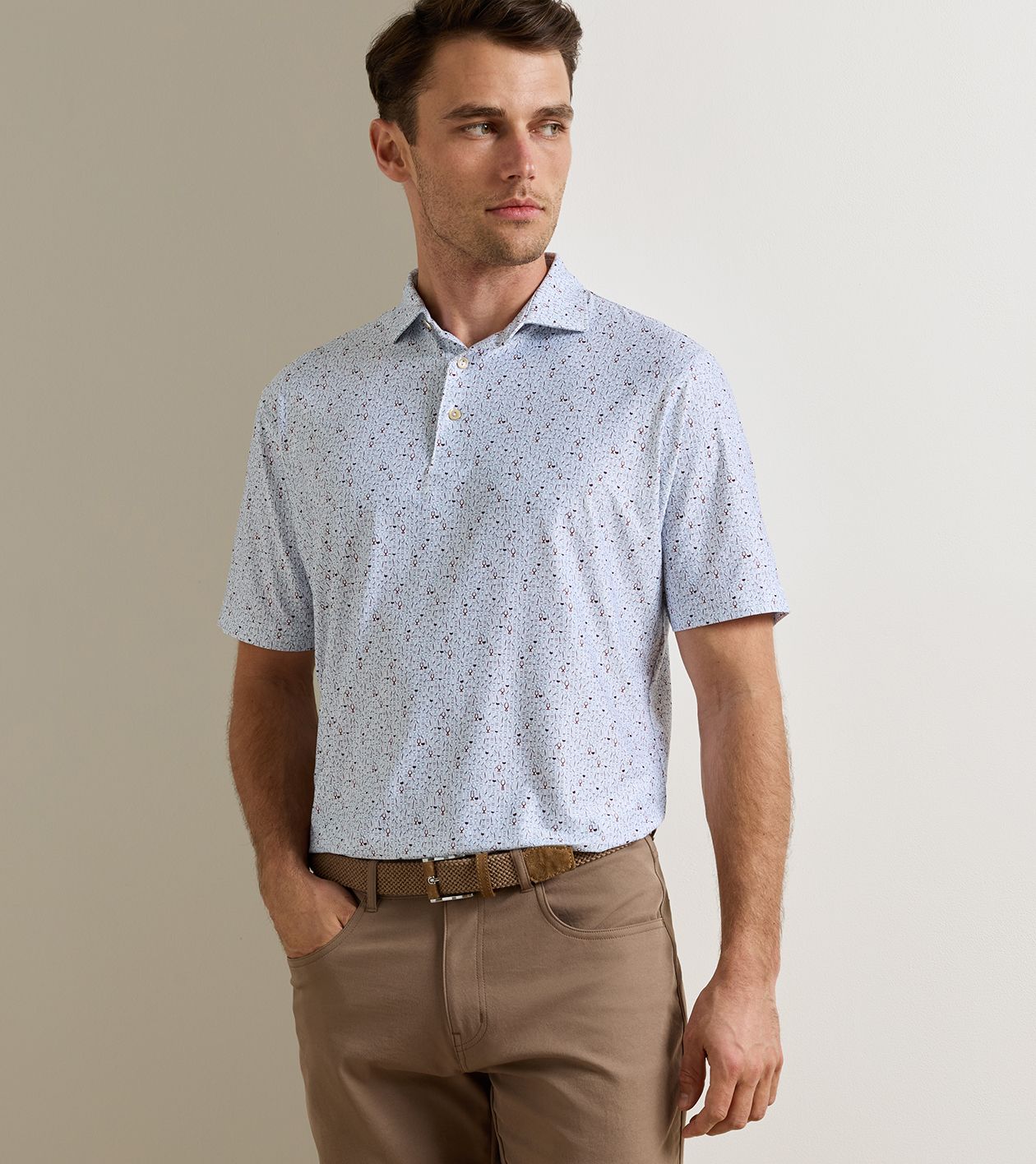 Glassware Performance Jersey Polo in White - Alternate Image 1