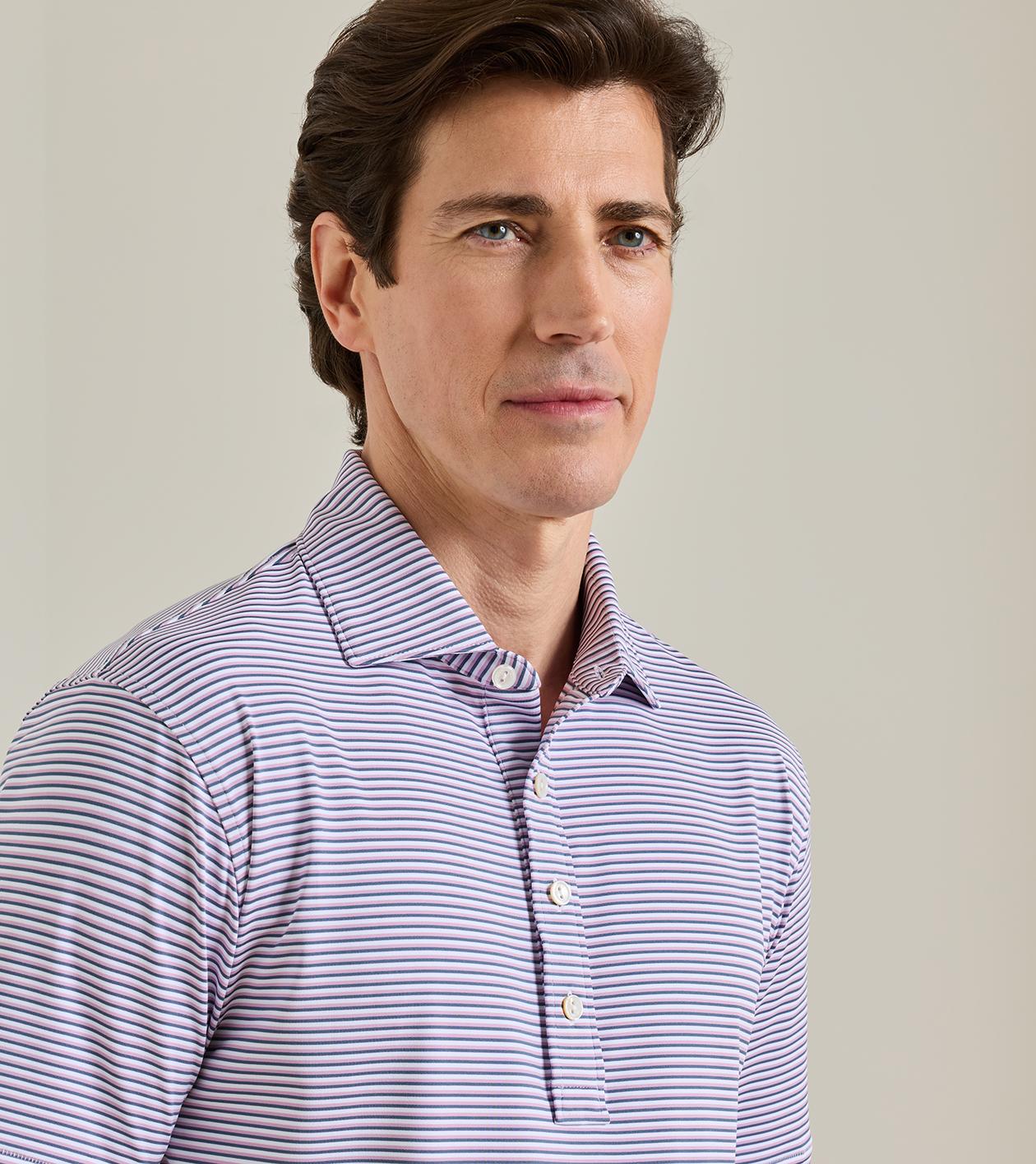 Rondo Performance Jersey Polo in WHITE / CADET - Alternate Image 4