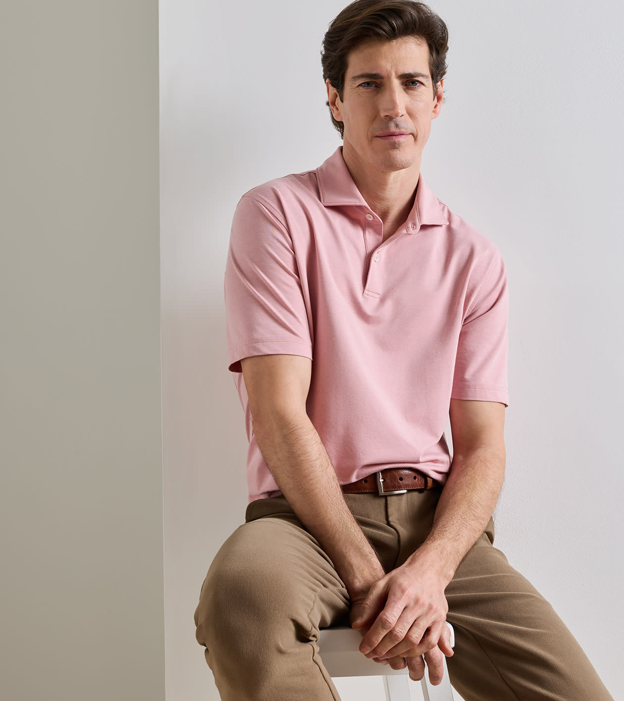 Albatross Cotton-Blend Piqu&eacute; Polo in MELROSE PINK - Alternate Image 1