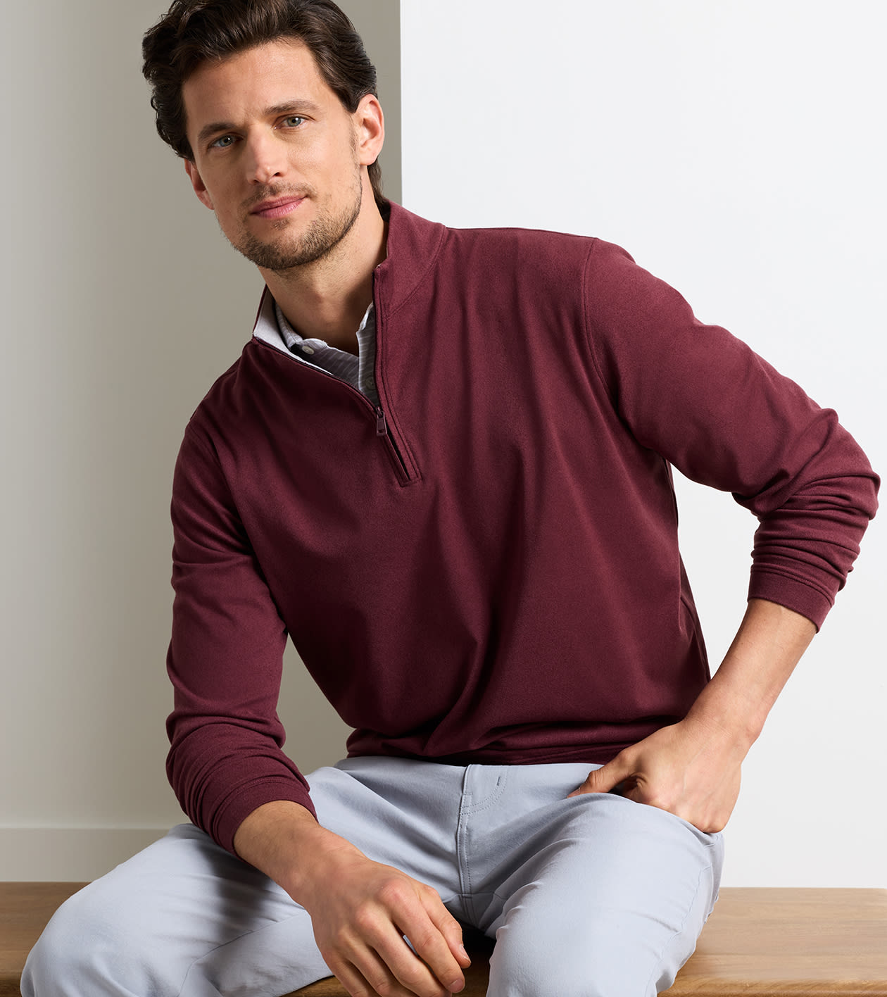 Ardent Air Performance Quarter-Zip in Bordeaux - Alternate Image 1