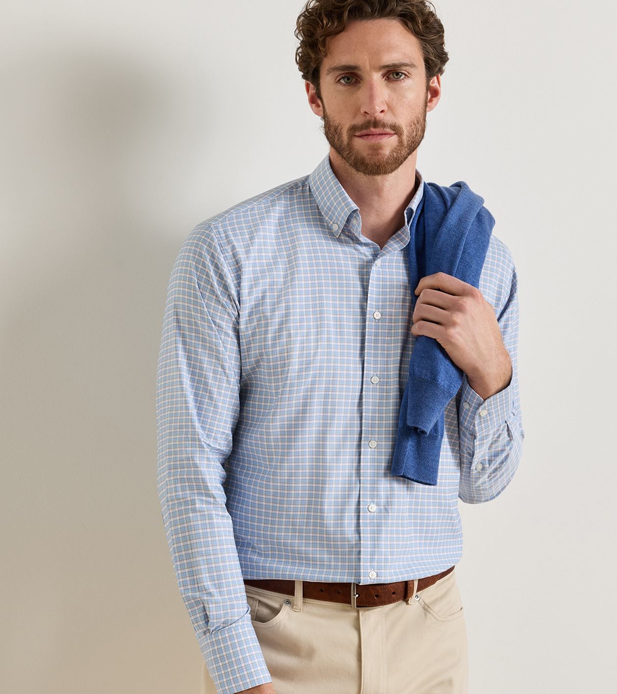 Charles Performance Twill Sport Shirt in Cottage Blue - Alternate Image 1