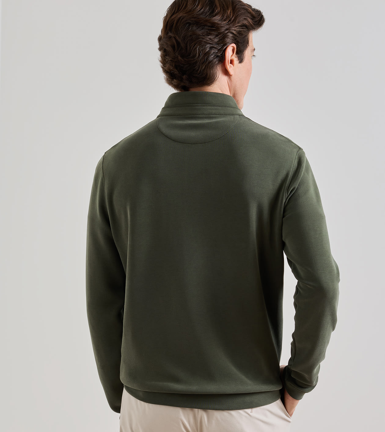 Soft Suede Performance Quarter-Zip in Dark Olive - Alternate Image 2