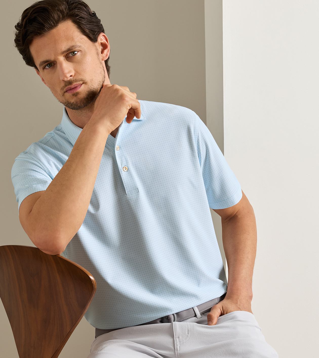 Mosaic Performance Mesh Polo in PALE BLUE - Alternate Image 1