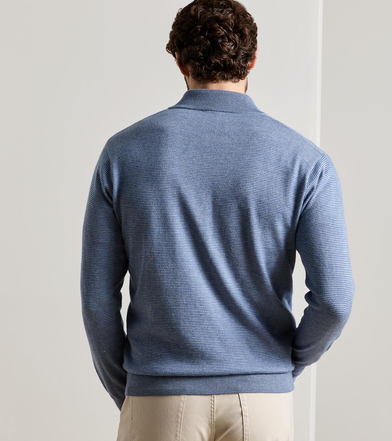 Canton Stripe Quarter Zip Sweater in BLUE FREESIA - Alternate Image 2