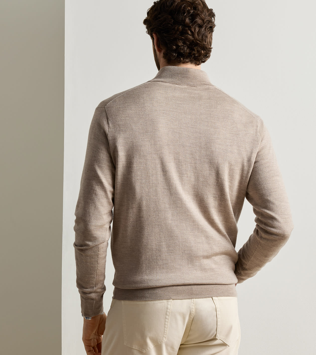 Autumn Crest Suede Trim Quarter-Zip in Stone - Alternate Image 2