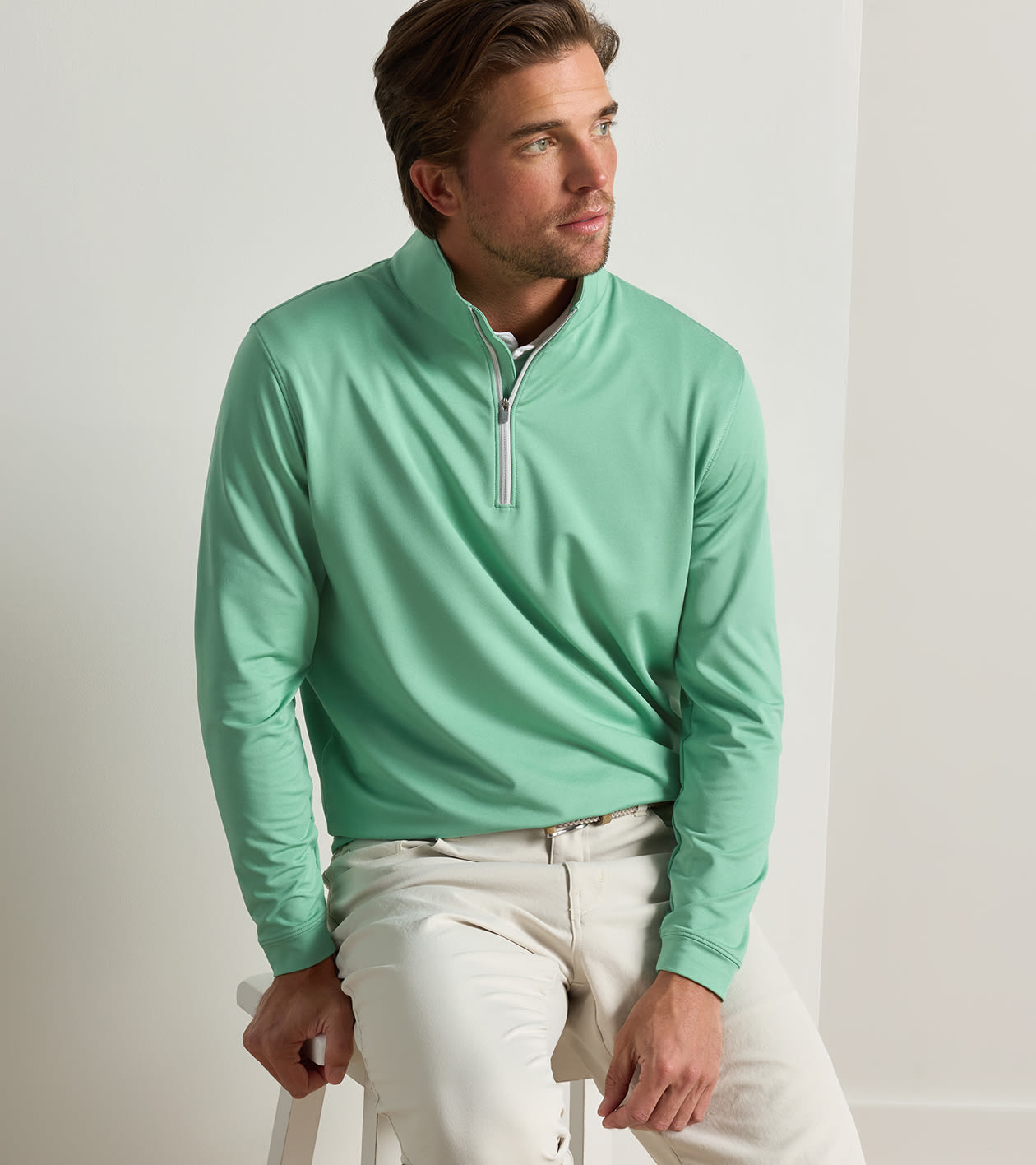 Perth M&eacute;lange Performance Quarter-Zip in FRESH MINT - Alternate Image 1