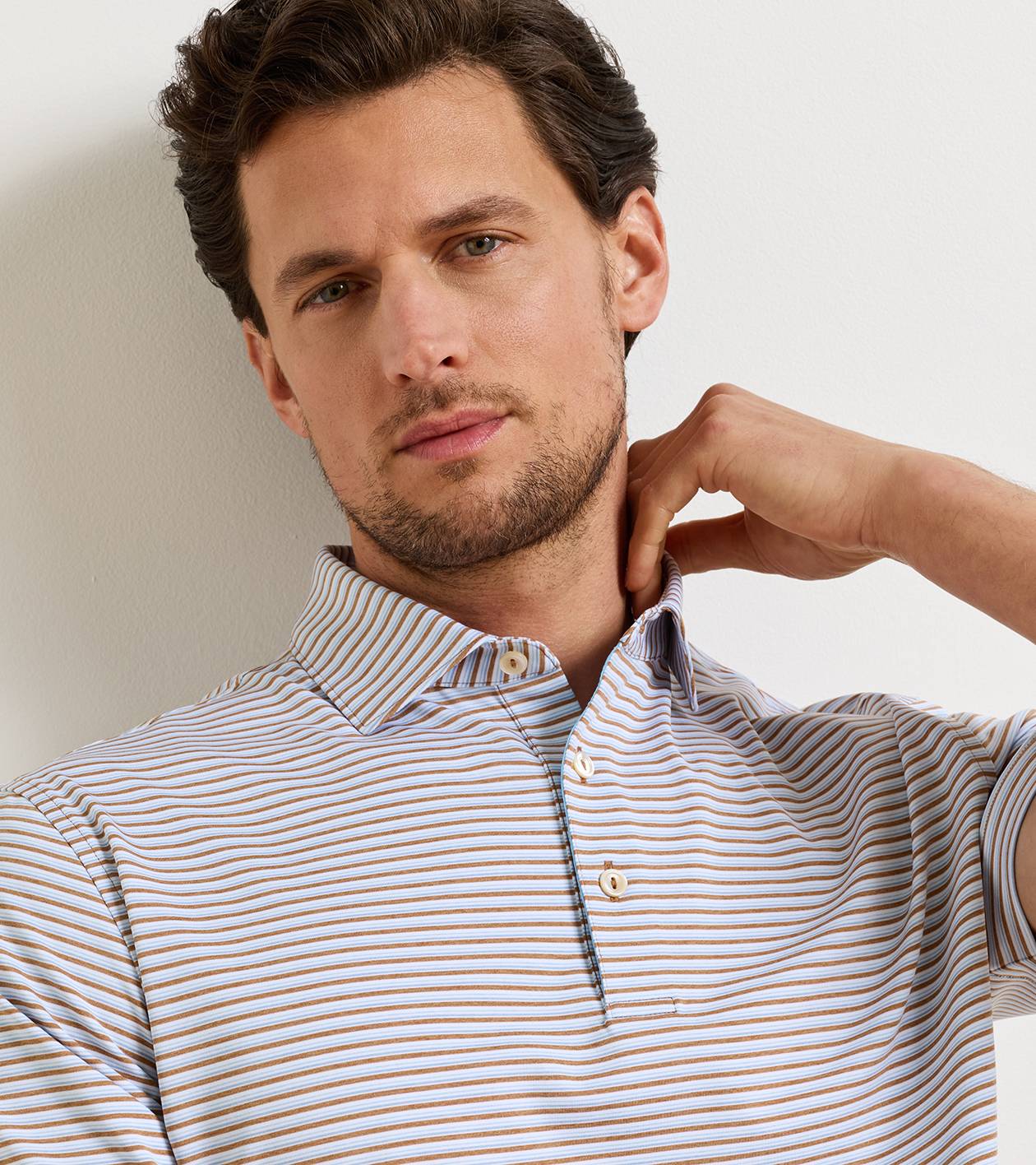 Brooks Performance Jersey Polo in Dark Amber - Alternate Image 4