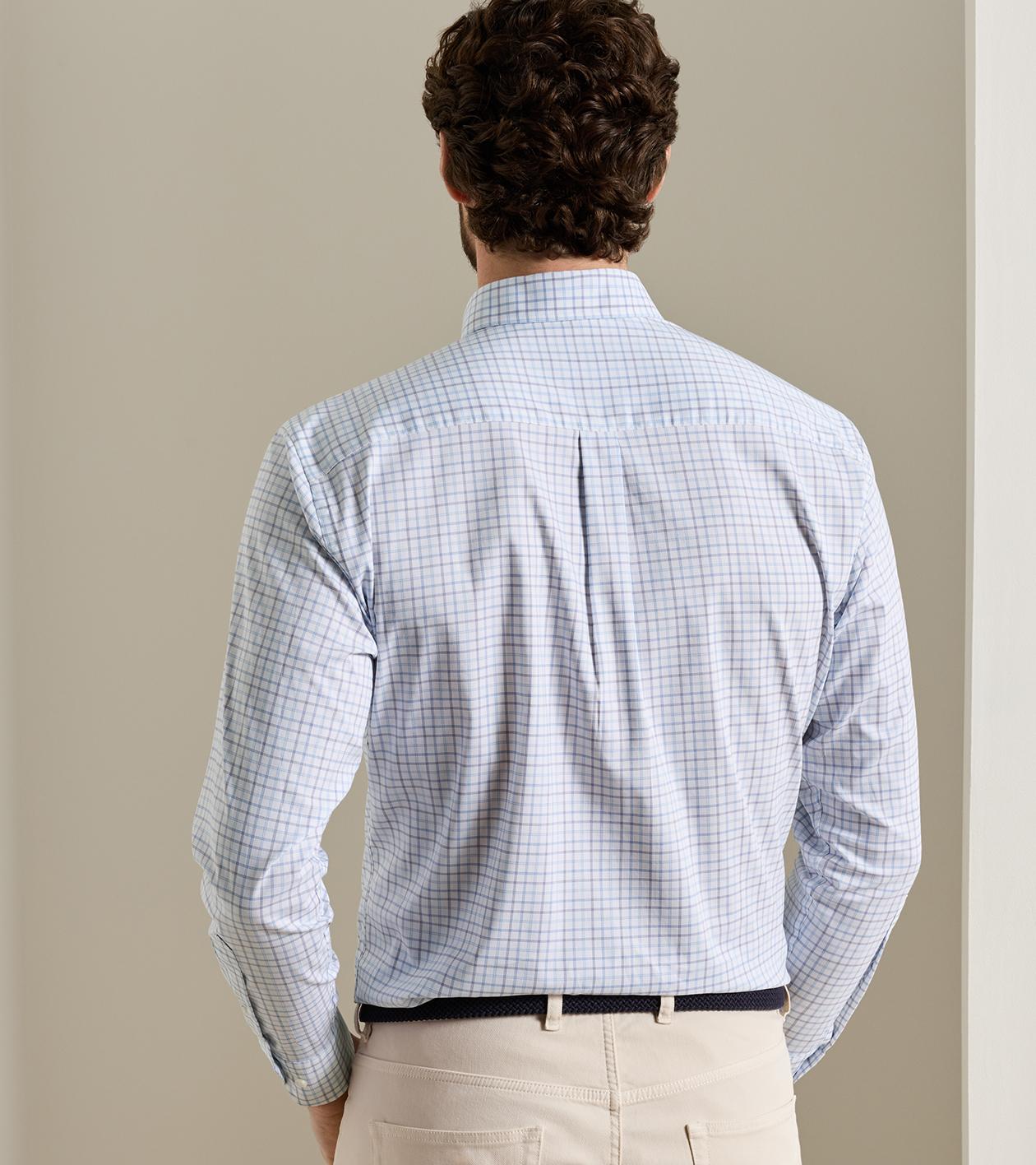 Bruce Crown Lite Cotton-Stretch Sport Shirt in BLUE FREESIA - Alternate Image 2