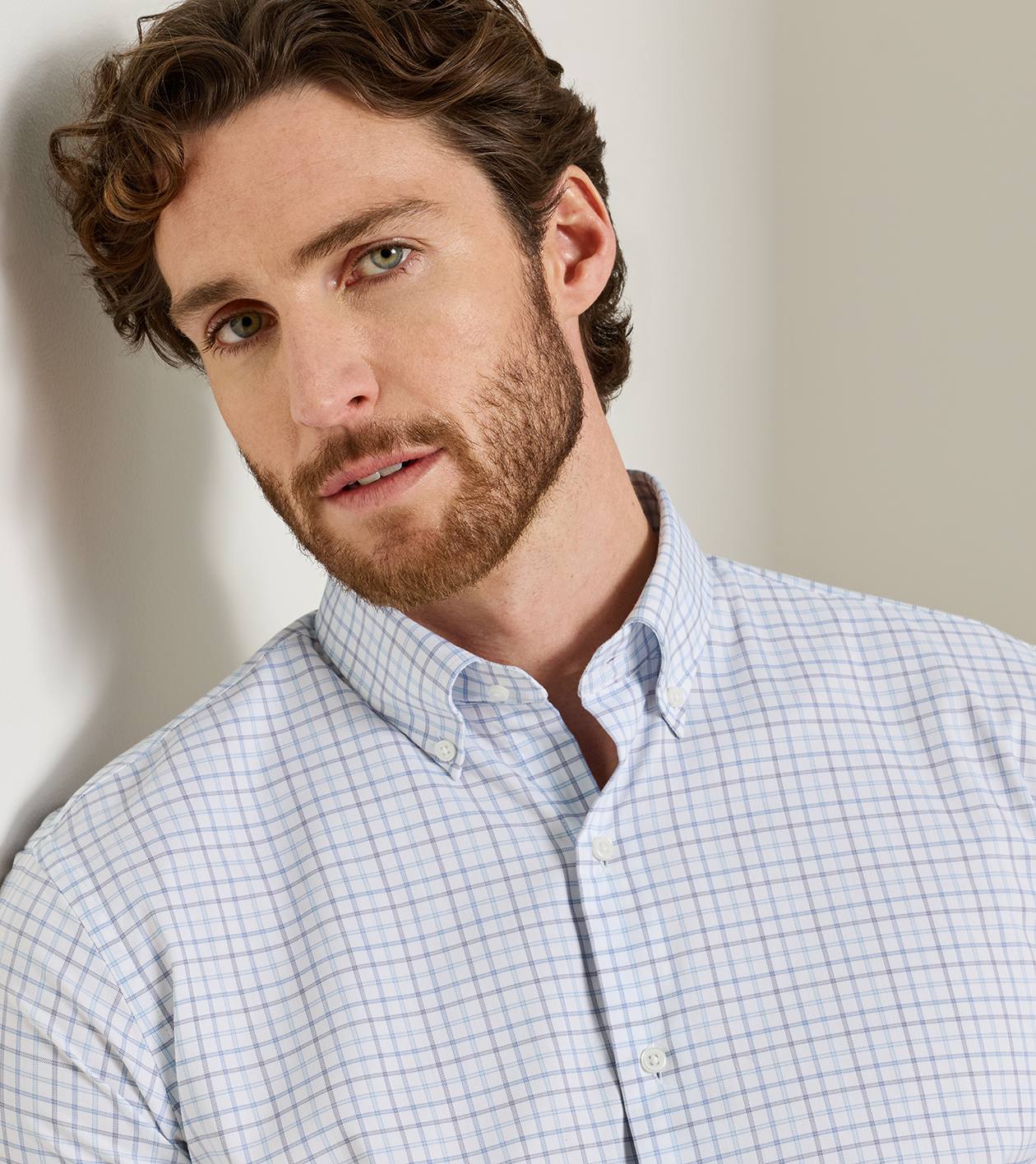 Bruce Crown Lite Cotton-Stretch Sport Shirt in BLUE FREESIA - Alternate Image 3