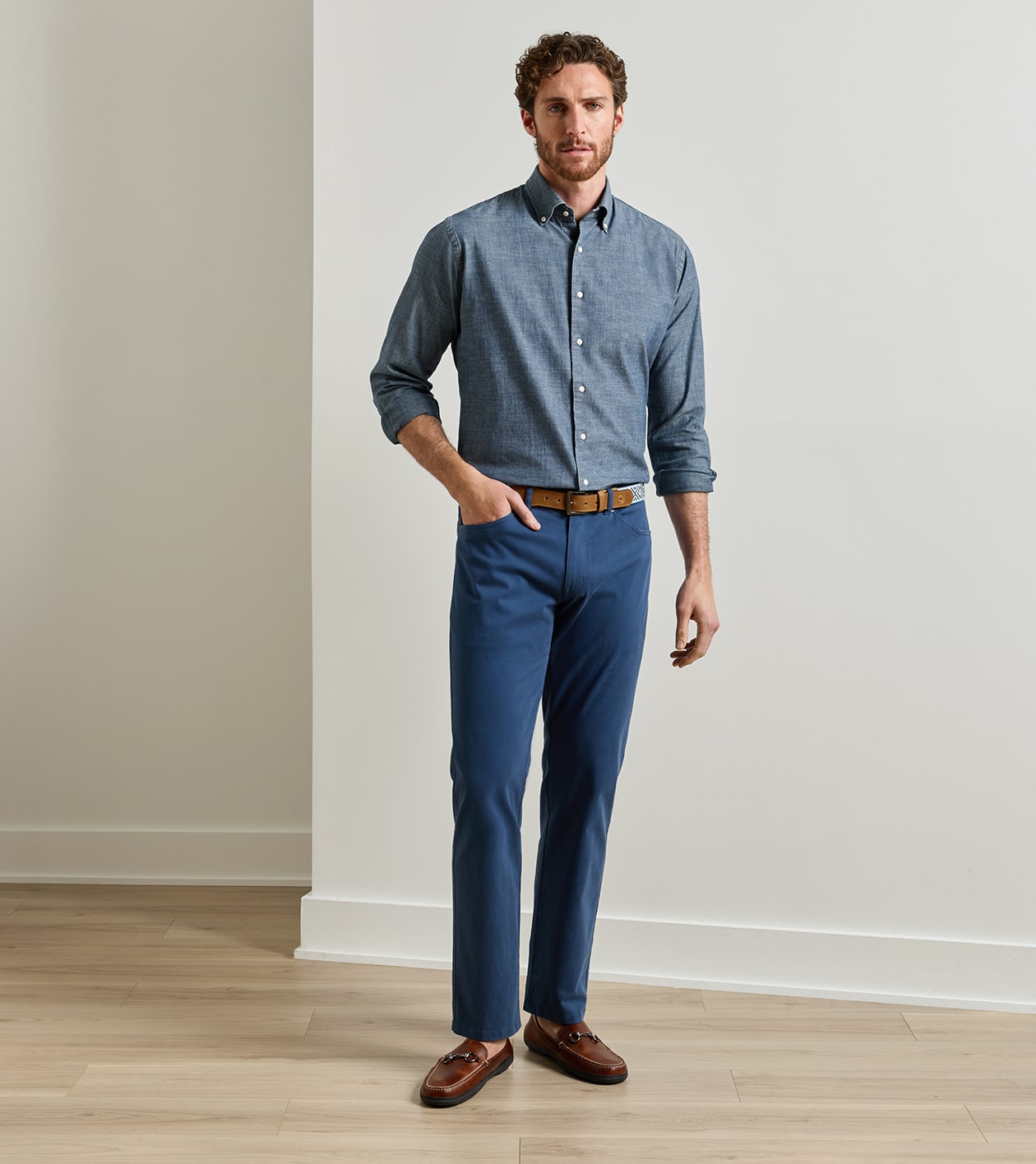 Peter Millar X Mobjak Woven Belt in COTTAGE BLUE / ALMOND - Alternate Image 2