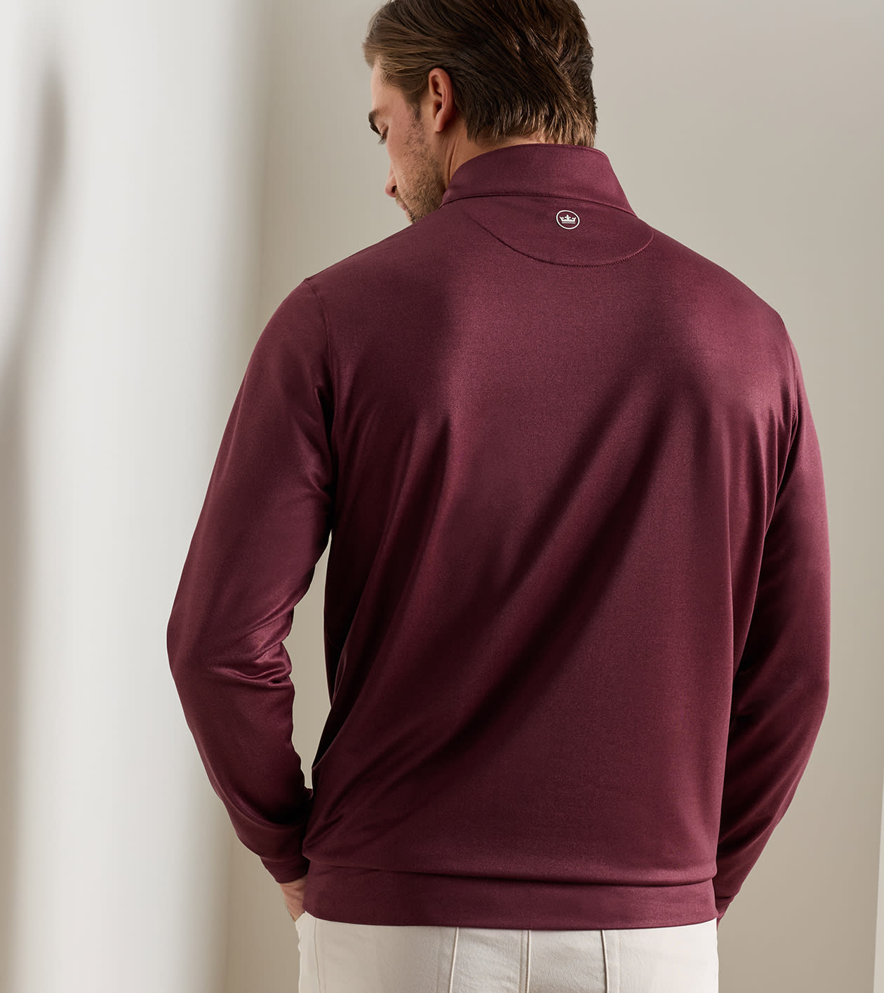 Perth Herringbone Performance Quarter-Zip in Bordeaux - Alternate Image 2