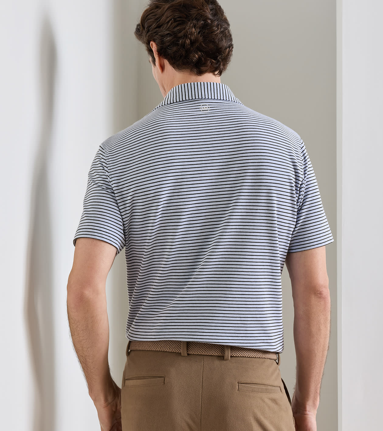 Albatross Stripe Cotton-Blend Piqu&eacute; Polo in WINDY BLUE / DARK OLIVE - Alternate Image 2