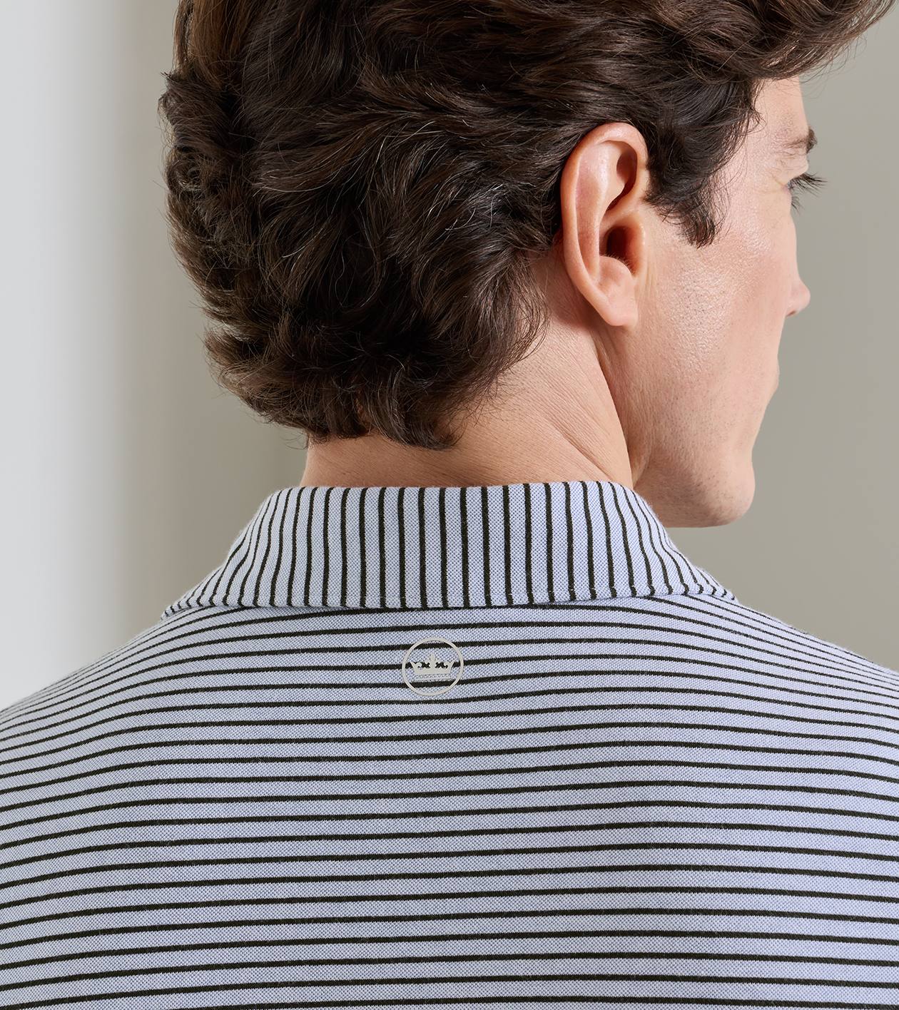 Albatross Stripe Cotton-Blend Piqu&eacute; Polo in WINDY BLUE / DARK OLIVE - Alternate Image 3