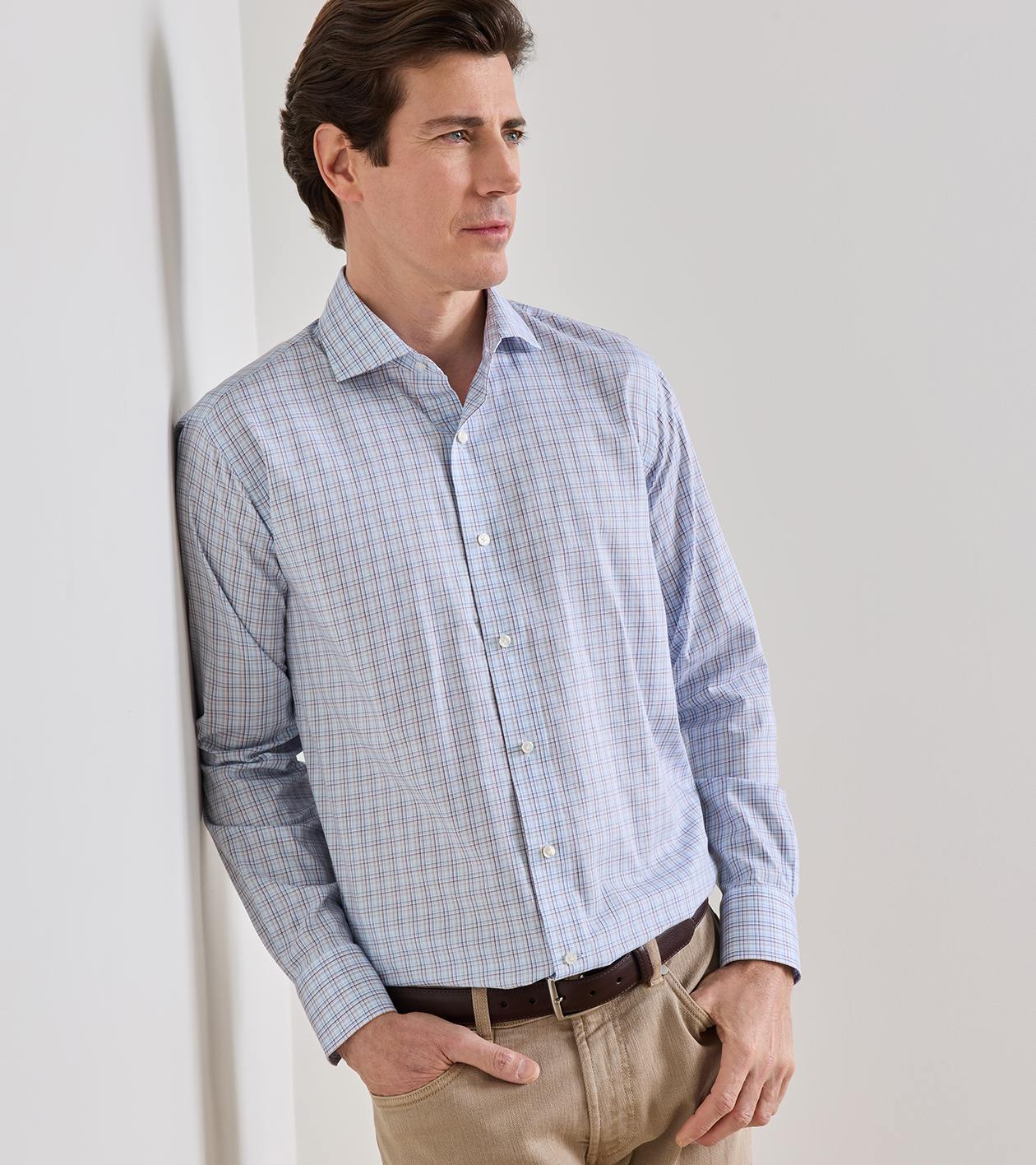 Amos Cotton Sport Shirt in WHITEHAVEN BLUE - Alternate Image 1