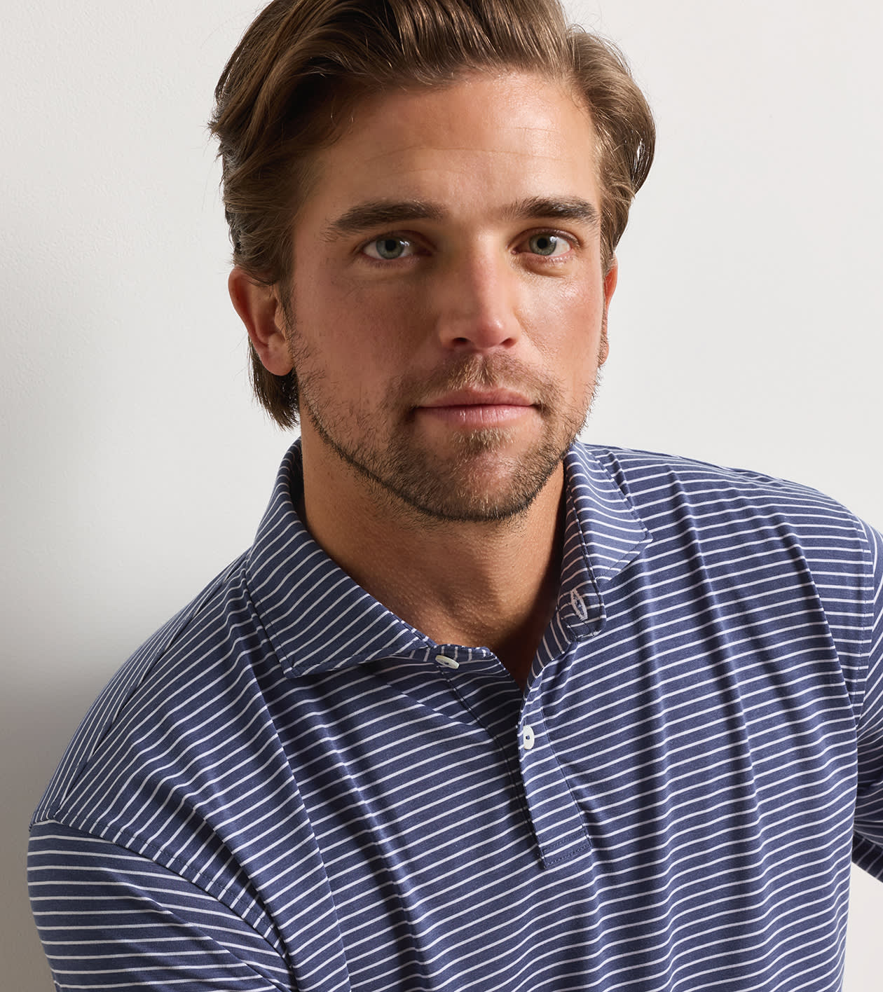 ETC Stripe Performance Jersey Polo in BALI BLUE - Alternate Image 3