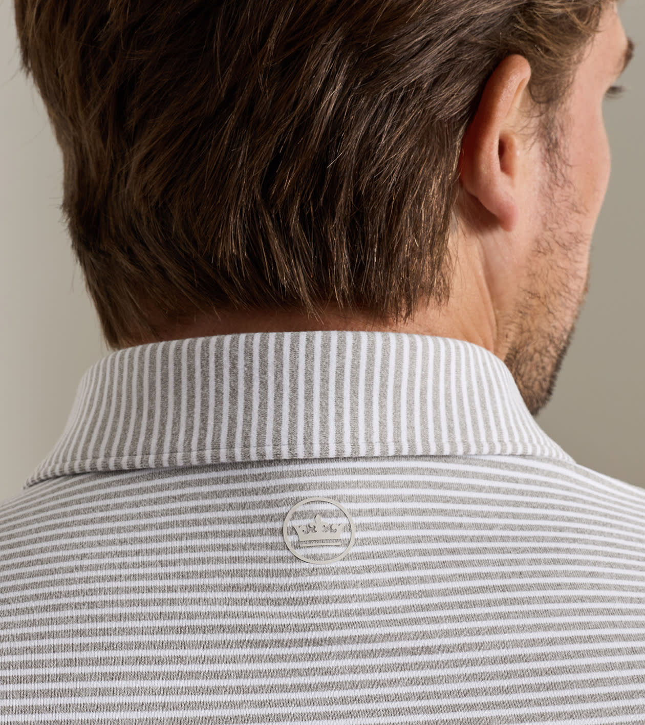 Lyons Stripe Performance Jersey Long-Sleeve Polo in Gale Grey - Alternate Image 3