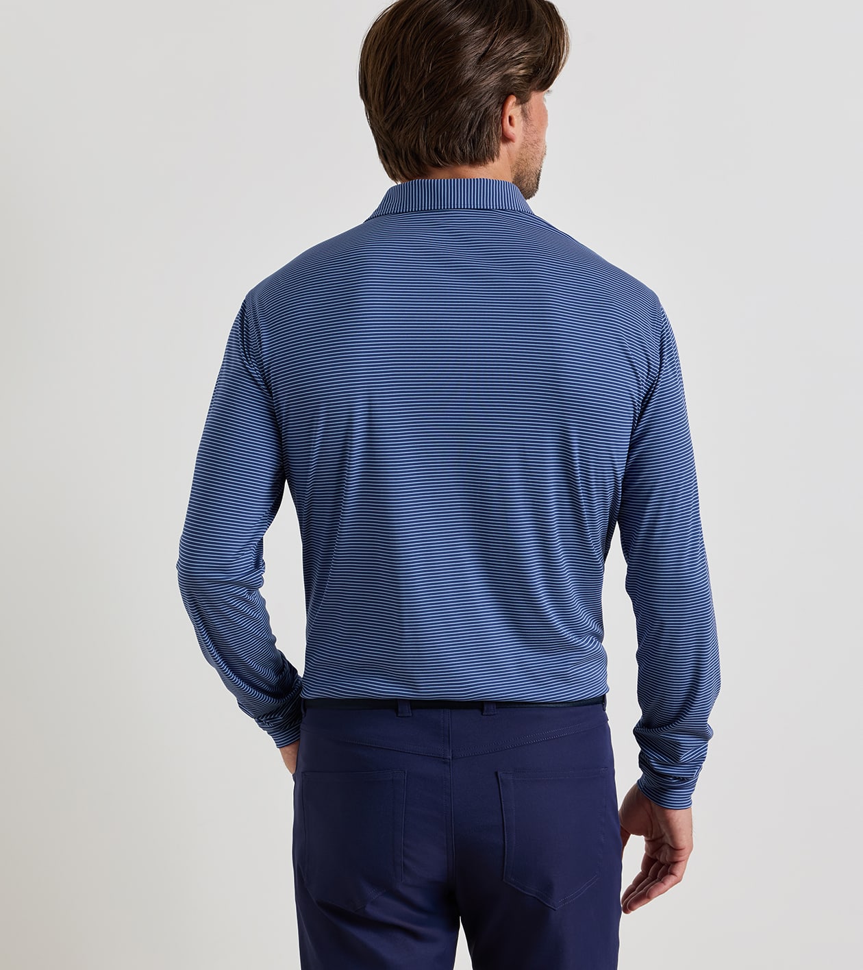 Featherweight Park Stripe Long-Sleeve Performance Polo in Sport Navy - Alternate Image 2