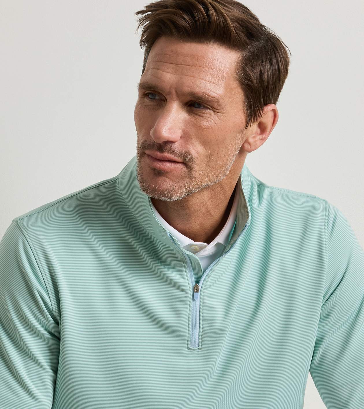 Perth Sugar Stripe Performance Quarter-Zip in FRESH MINT - Alternate Image 4