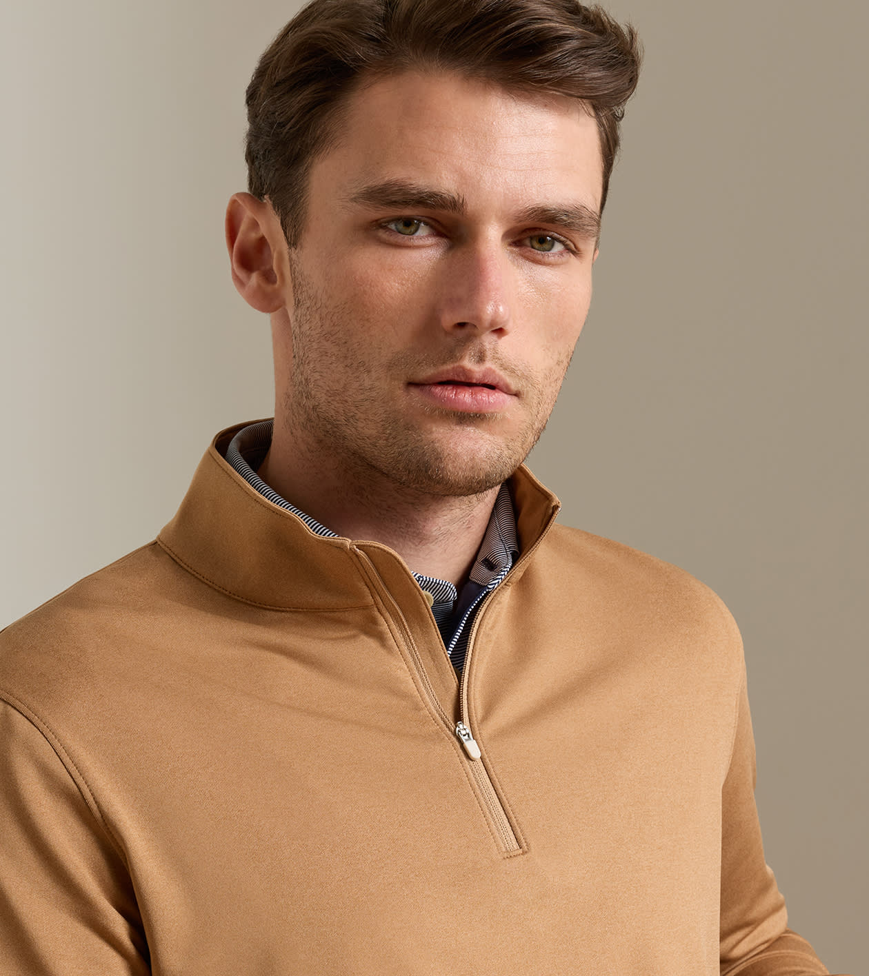 Perth M&eacute;lange Performance Quarter-Zip in Dark Amber - Alternate Image 4
