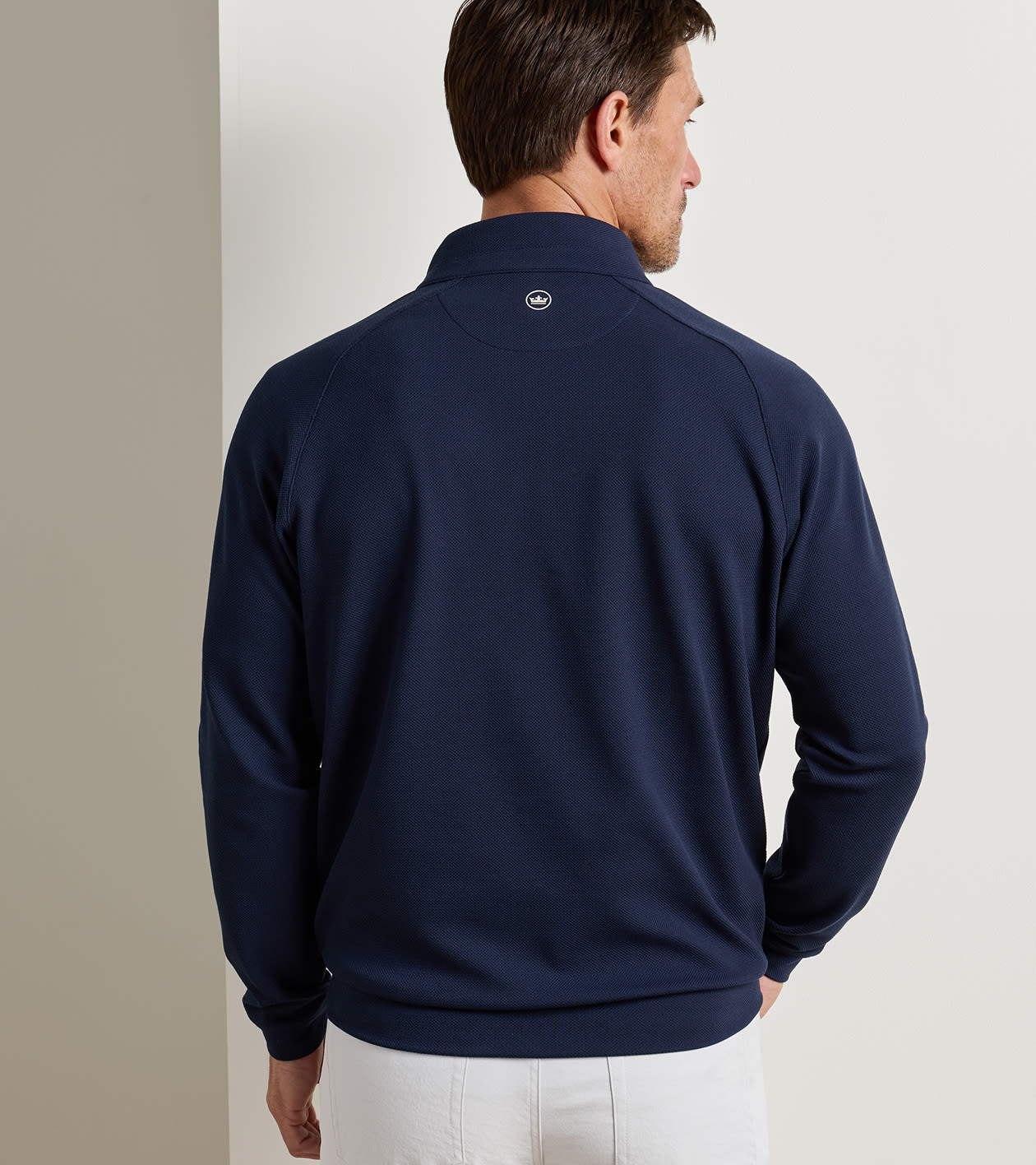 Cradle Piqu&eacute; Performance Quarter-Zip in Navy - Alternate Image 2