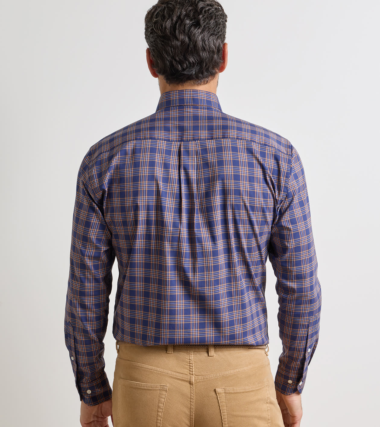 Richard Crown Lite Cotton-Stretch Sport Shirt in Navy - Alternate Image 2