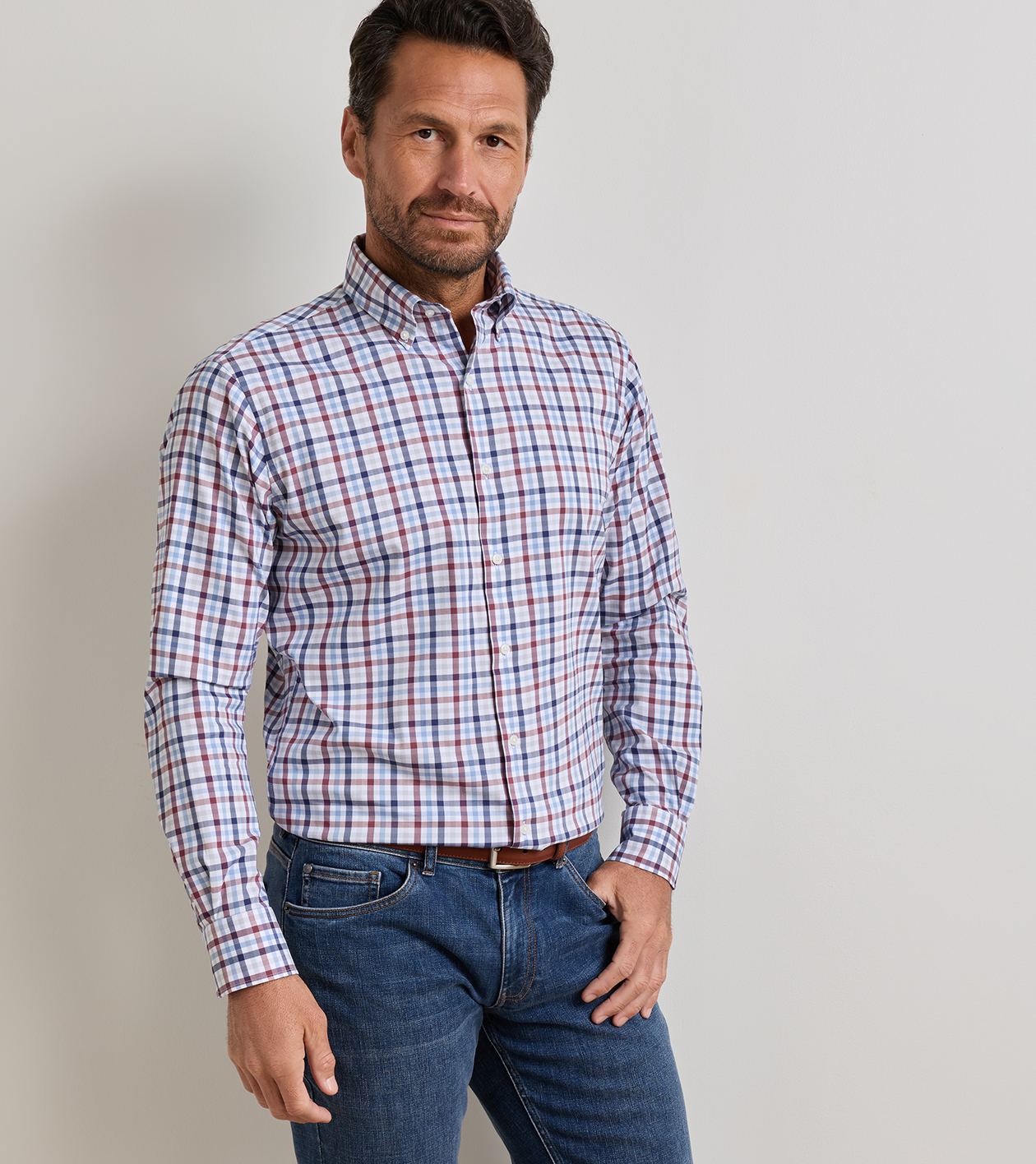 Elliot Crown Lite Cotton-Stretch Sport Shirt in LAKESIDE - Alternate Image 1
