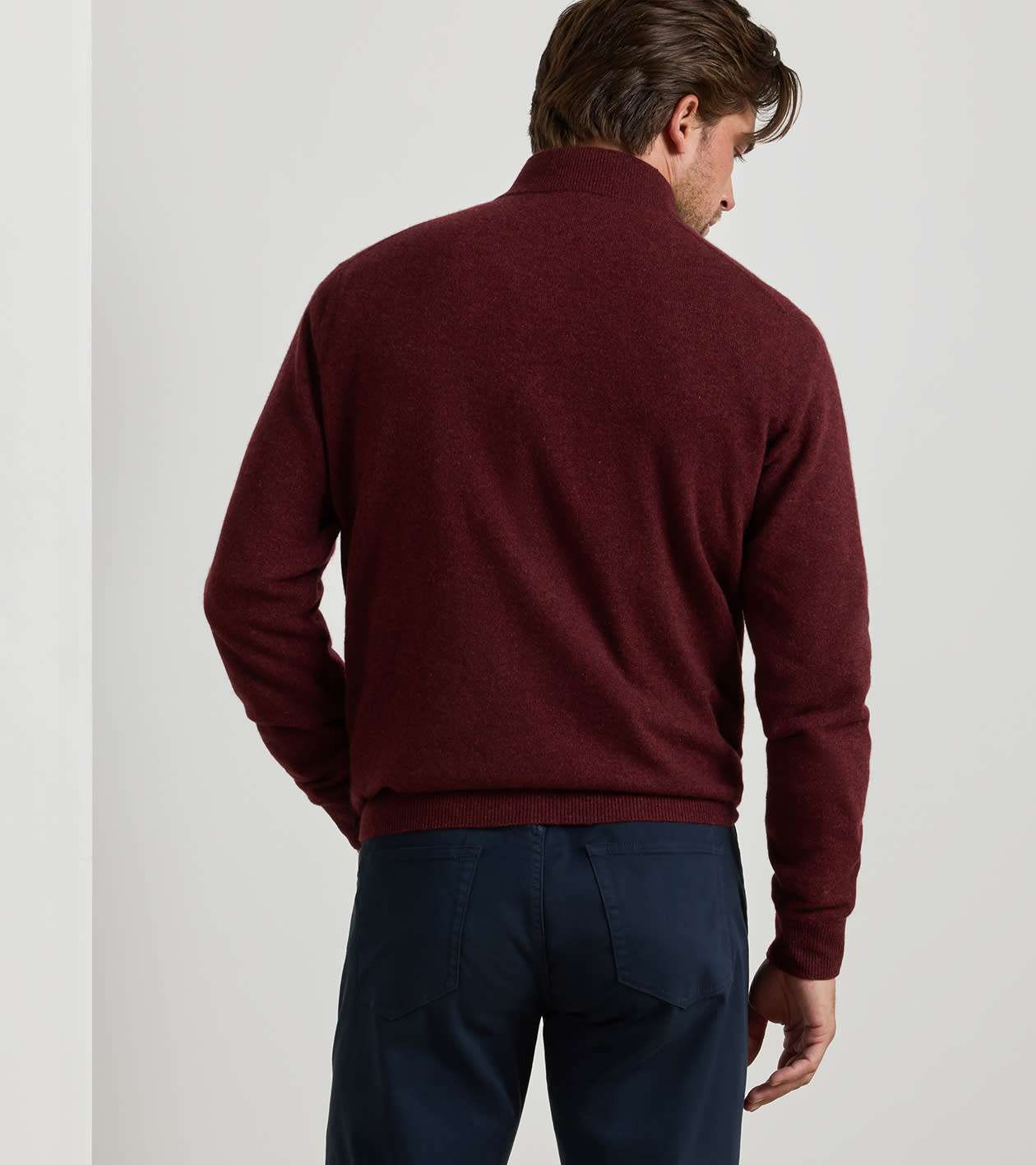 25th Anniversary Cashmere Quarter-Zip Jumper in Bordeaux - Alternate Image 2