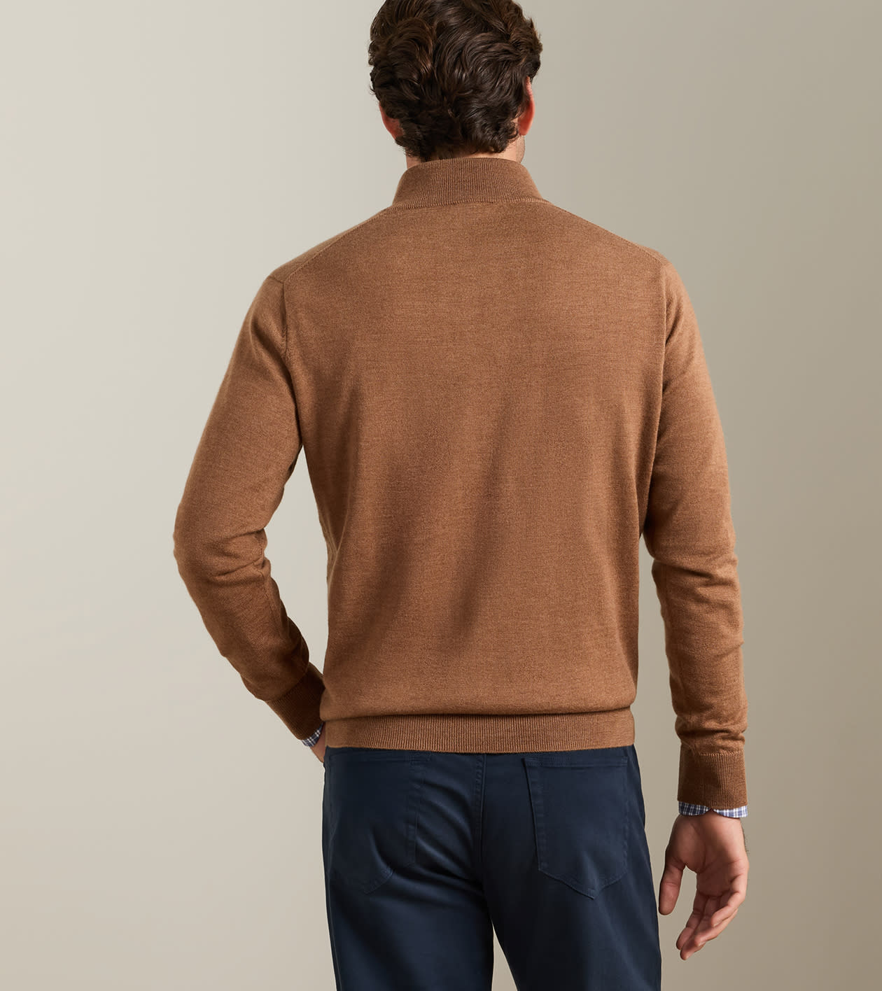 Autumn Crest Suede Trim Quarter-Zip in Dark Amber - Alternate Image 2