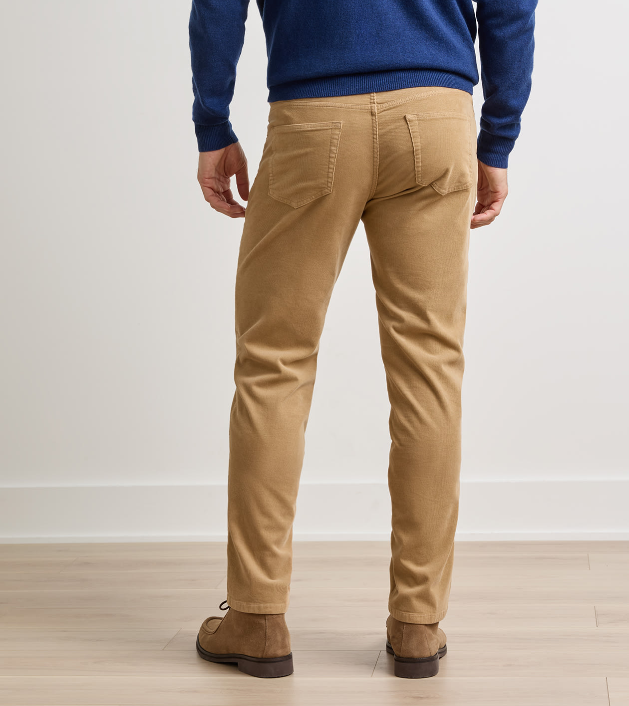 Classic Comfort Corduroy Five Pocket Trouser in Khaki - Alternate Image 2