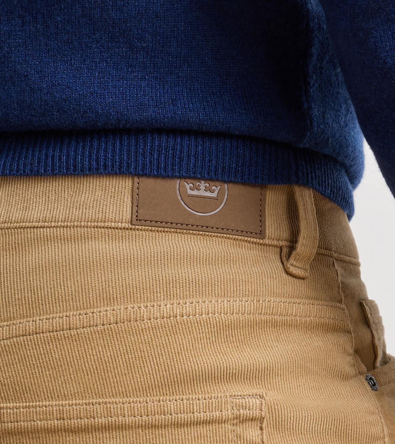Classic Comfort Corduroy Five Pocket Trouser in Khaki - Alternate Image 3