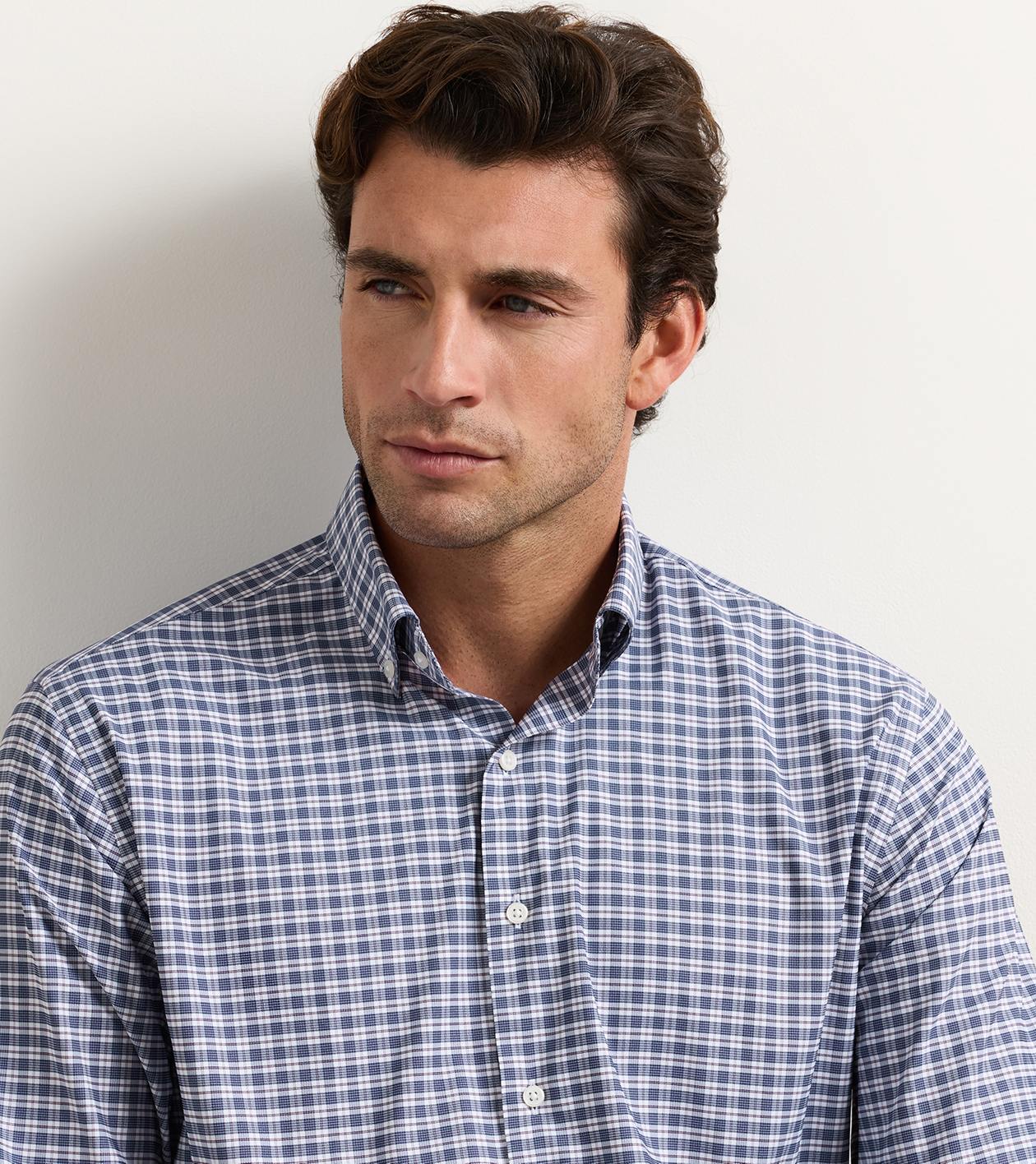 Clark Performance Twill Sport Shirt in Navy - Alternate Image 3