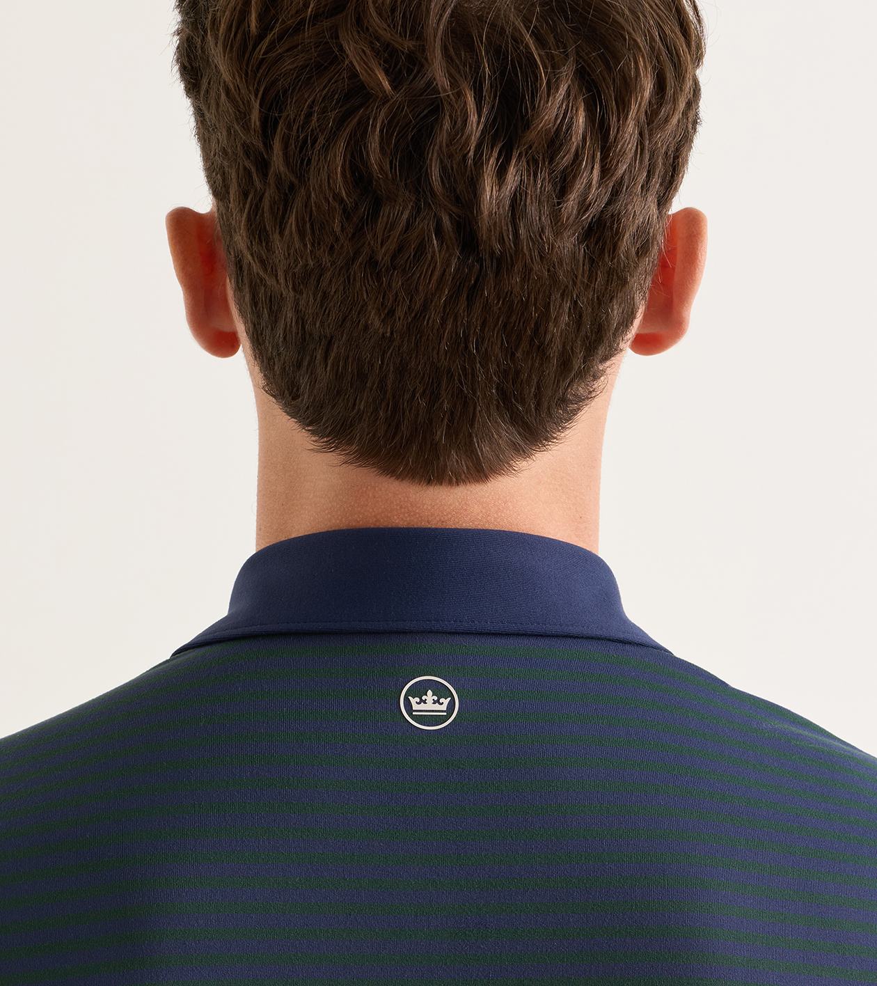 Lyons Stripe Performance Jersey Long-Sleeve Polo in Navy - Alternate Image 3