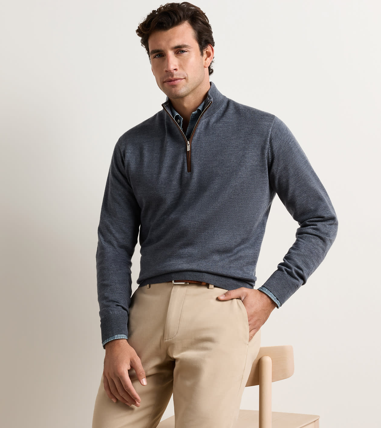 Autumn Crest Suede Trim Quarter-Zip | Men's Pullovers | Peter Millar
