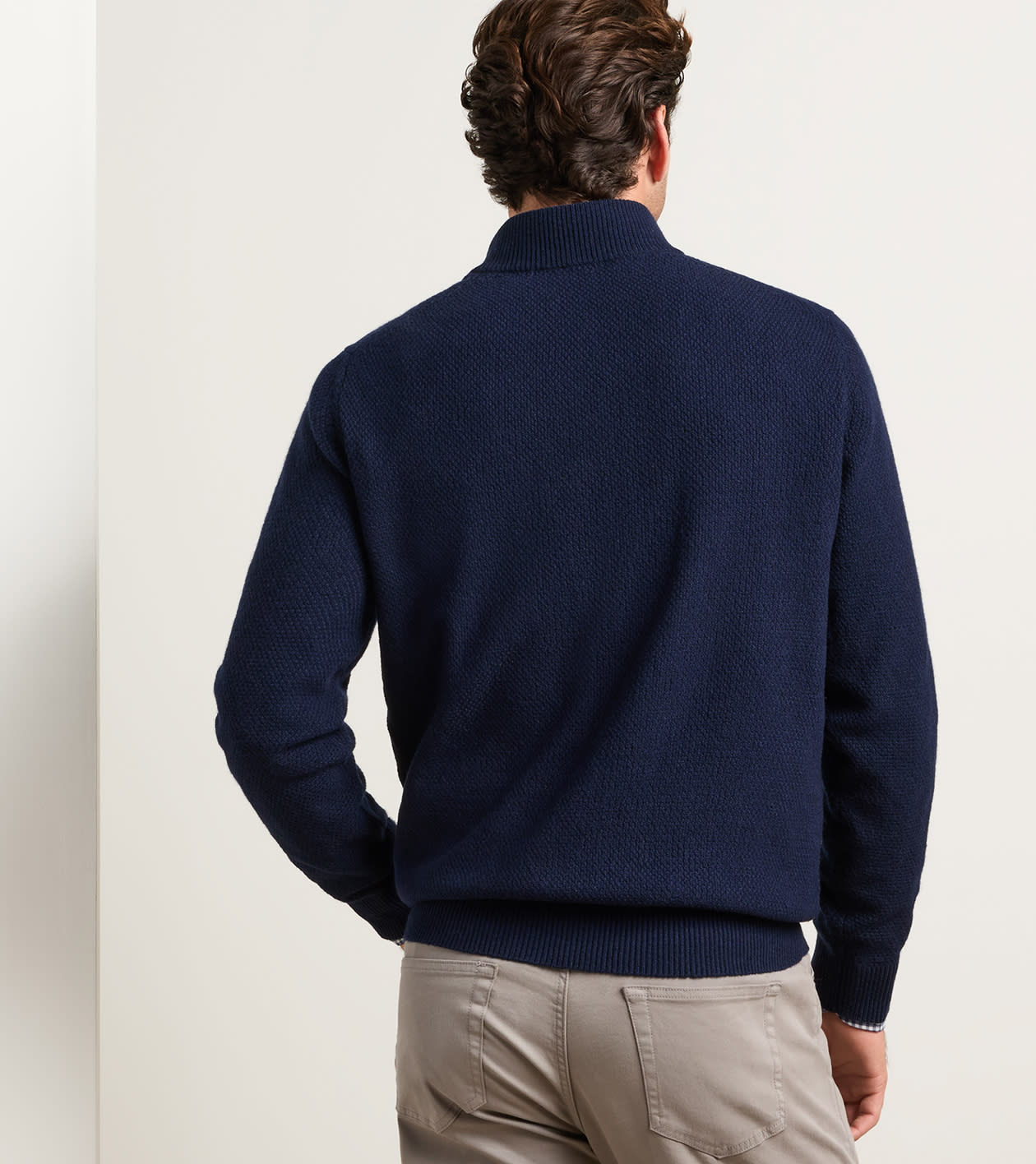 Crescent Texture Quarter Zip Sweater in Navy - Alternate Image 2