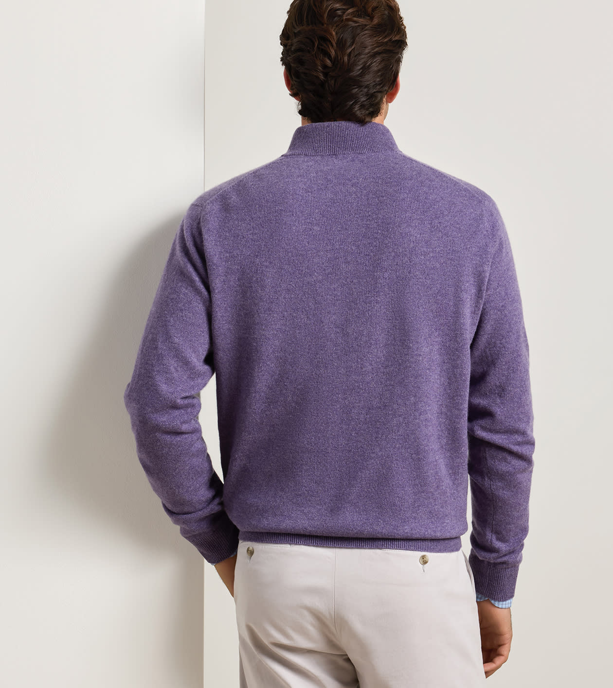 25th Anniversary Cashmere Quarter-Zip Jumper in PURPLE FIG - Alternate Image 2