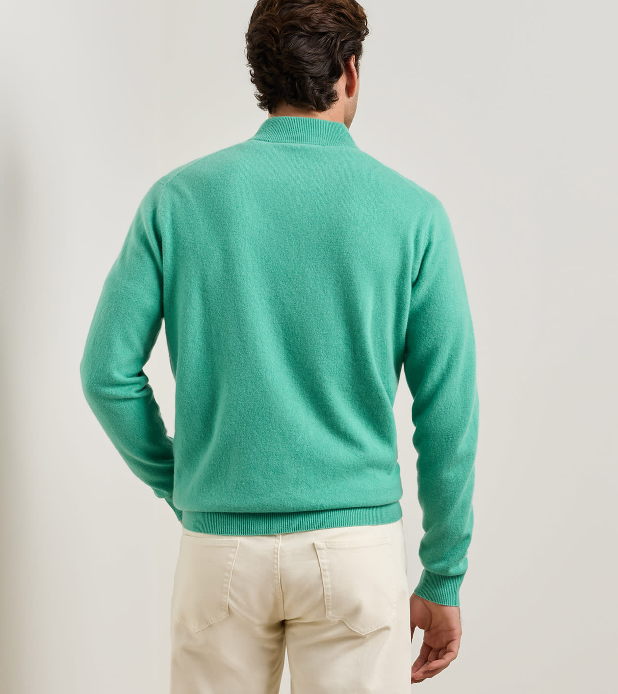 25th Anniversary Cashmere Quarter-Zip Jumper in MINT - Alternate Image 2
