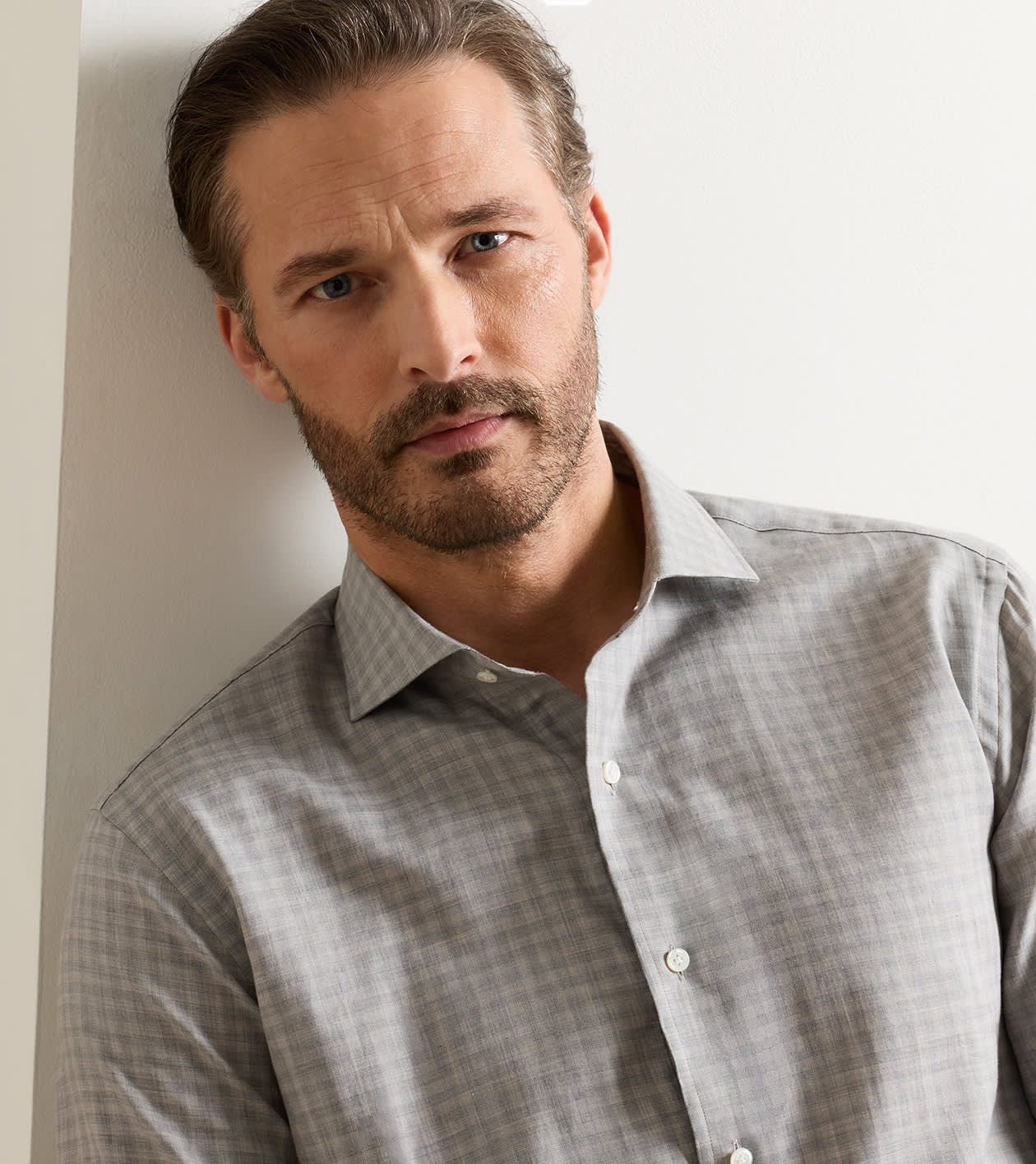 Felix Cotton Sport Shirt in Argento - Alternate Image 3