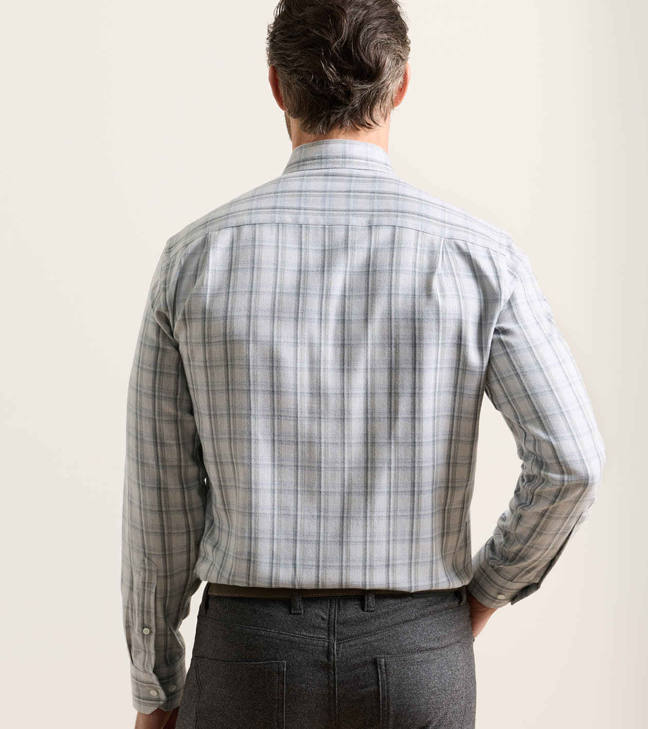 Calitri Italian Flannel Sport Shirt in British Grey - Alternate Image 2
