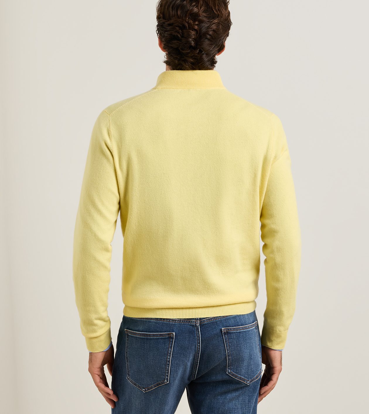 25th Anniversary Cashmere Quarter-Zip Jumper in MAIZE - Alternate Image 2
