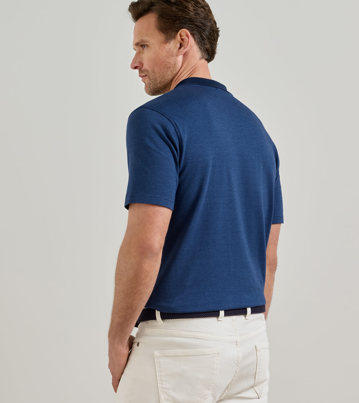 Barnes Short-Sleeve Knit Polo in Navy - Alternate Image 2