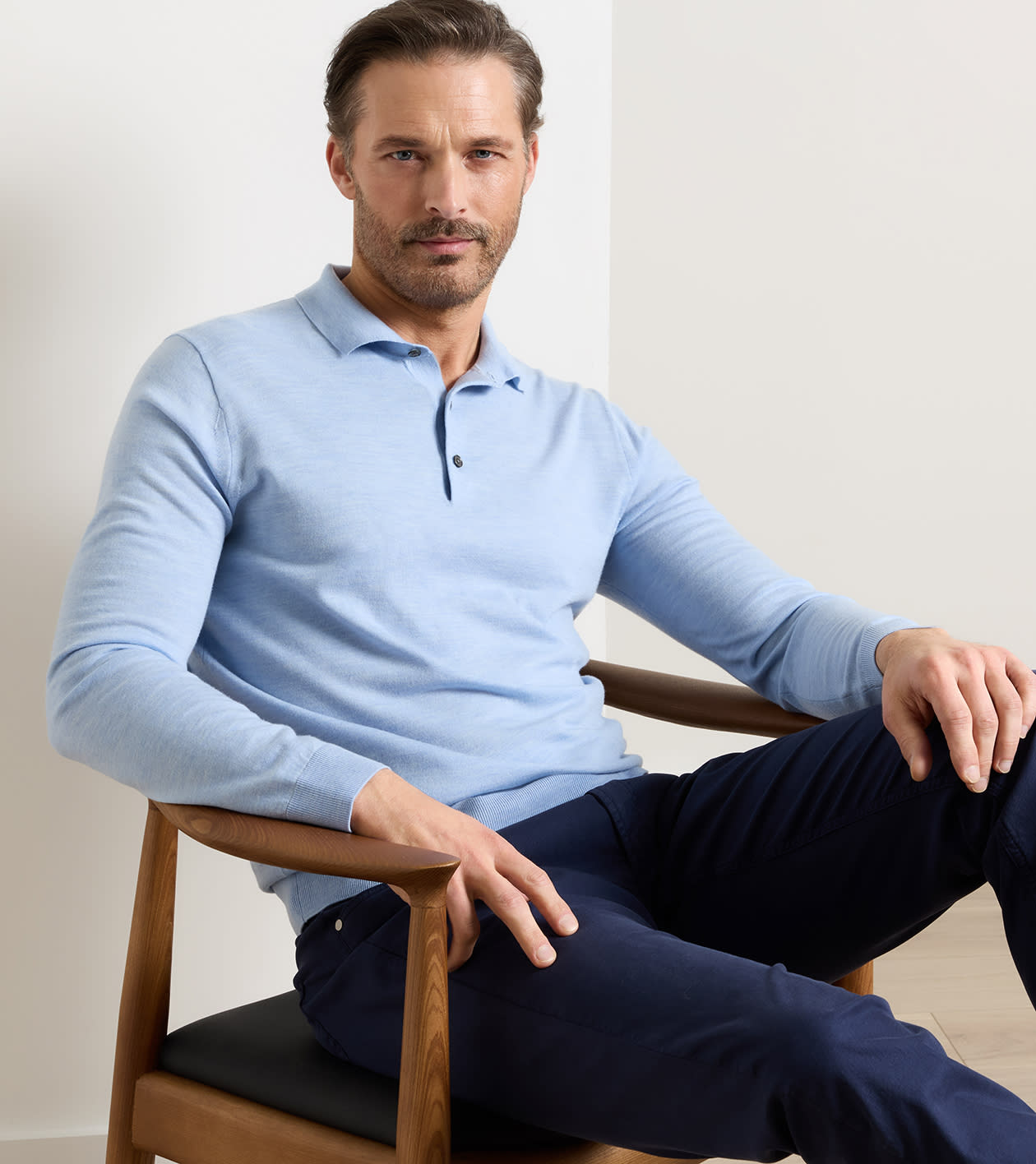 Dorset Sweater Polo in PALE BLUE - Alternate Image 1