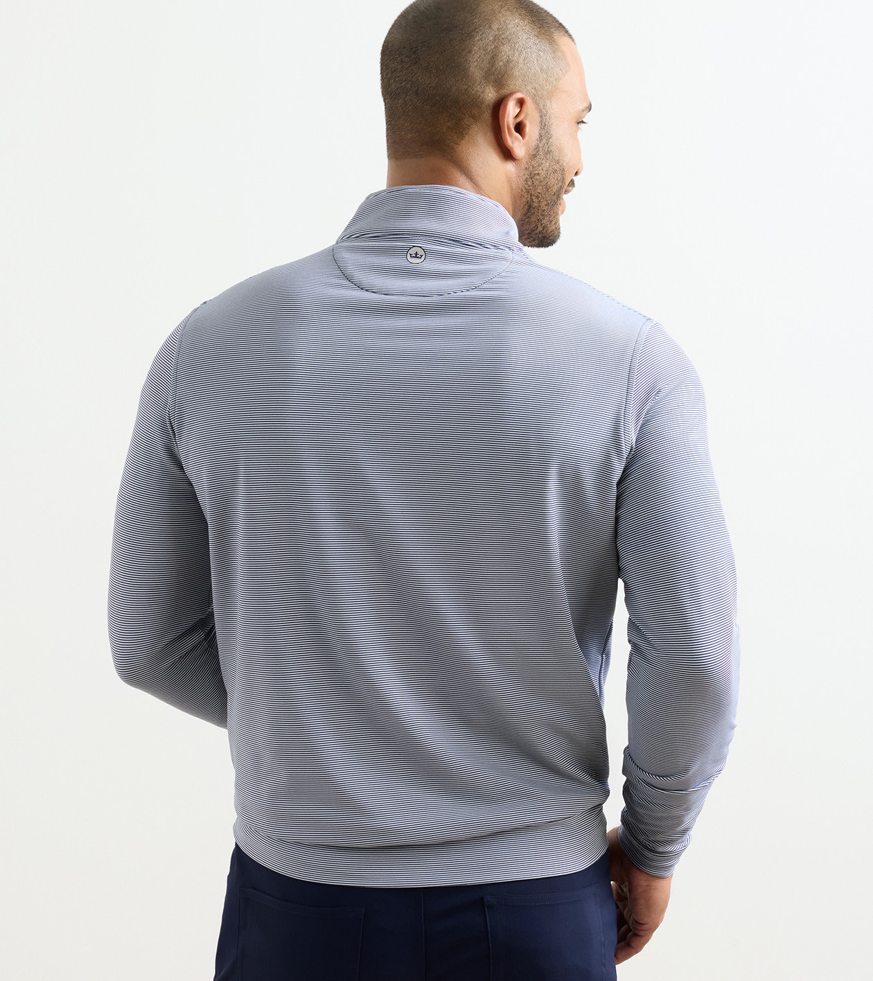 Perth Sugar Stripe Performance Quarter-Zip in Navy/White - Alternate Image 2