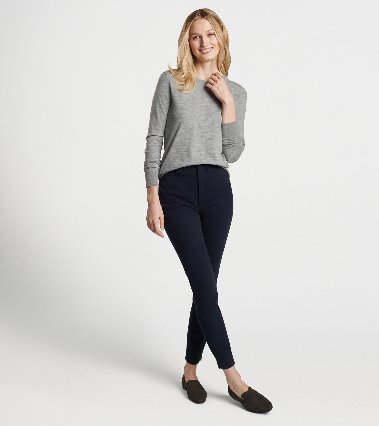 Karlie Stretch Sateen High Rise Pant in Navy - Alternate Image 3