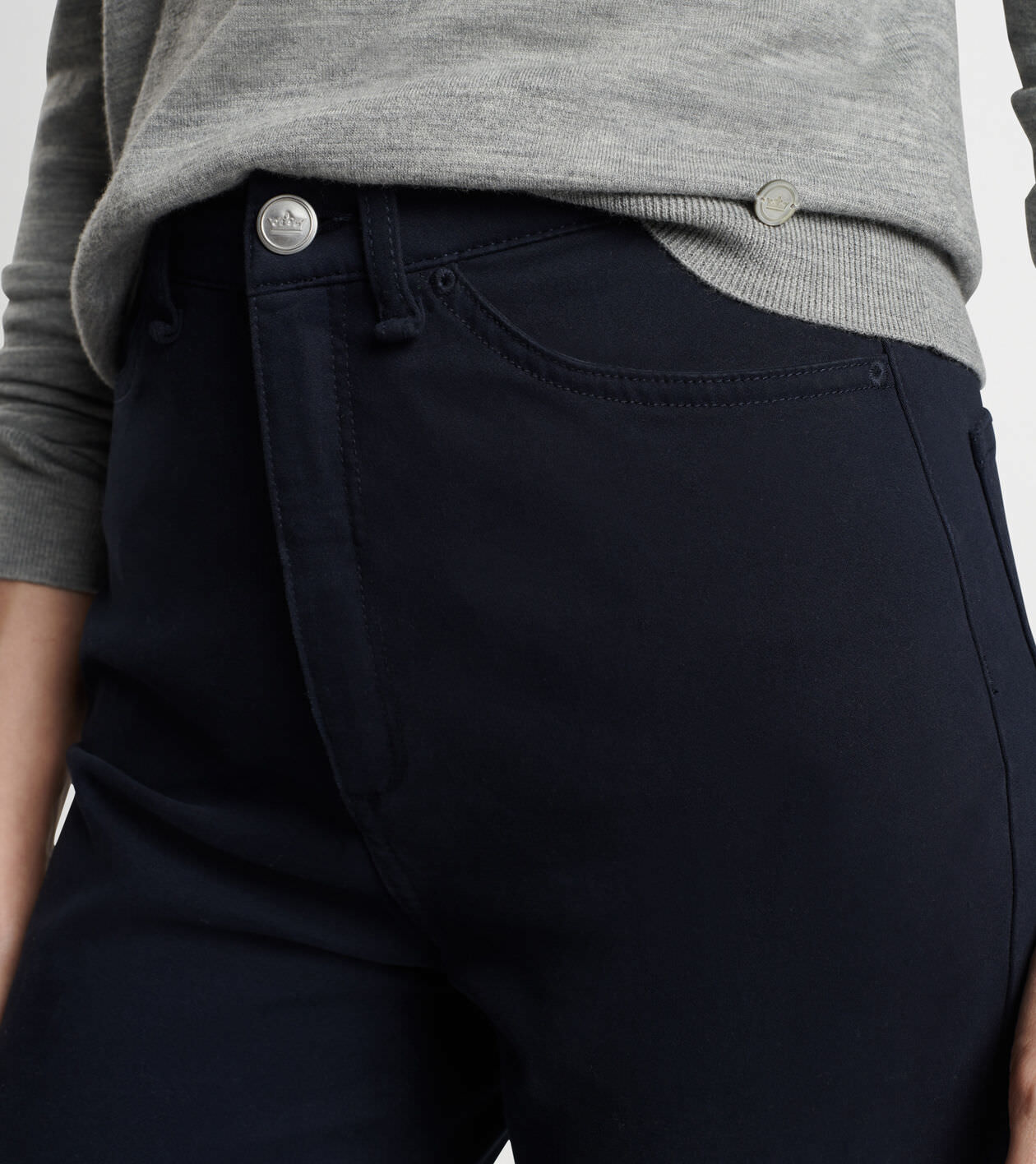 Karlie Stretch Sateen High Rise Pant in Navy - Alternate Image 2