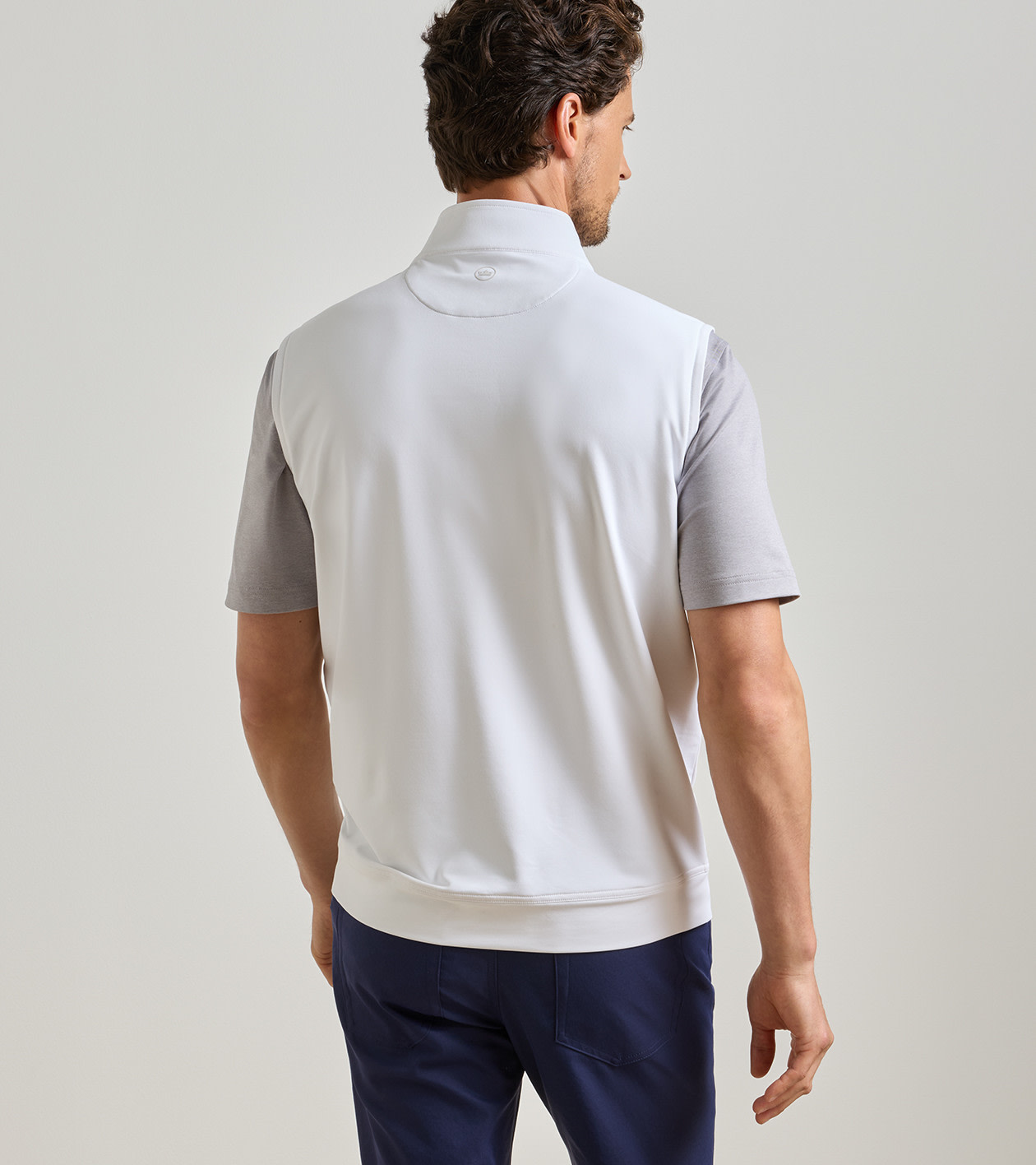 Galway Stretch Loop Terry Quarter-Zip Vest in White - Alternate Image 2