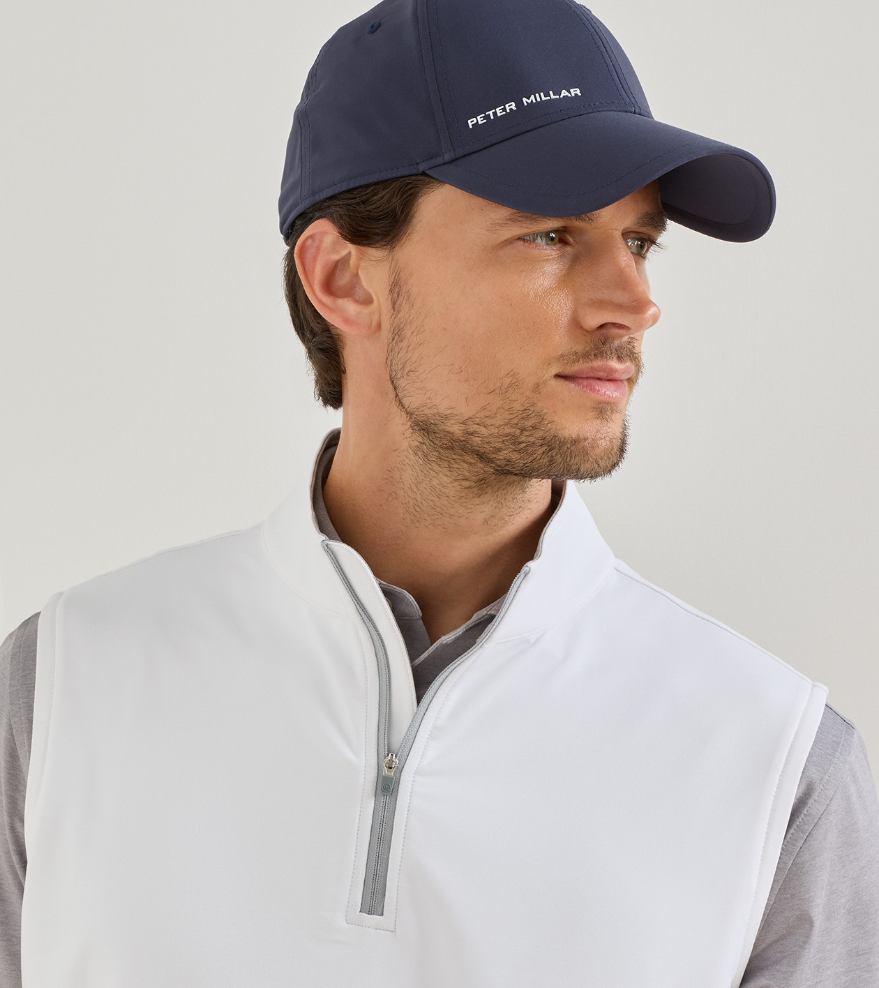 Galway Stretch Loop Terry Quarter-Zip Vest in White - Alternate Image 4
