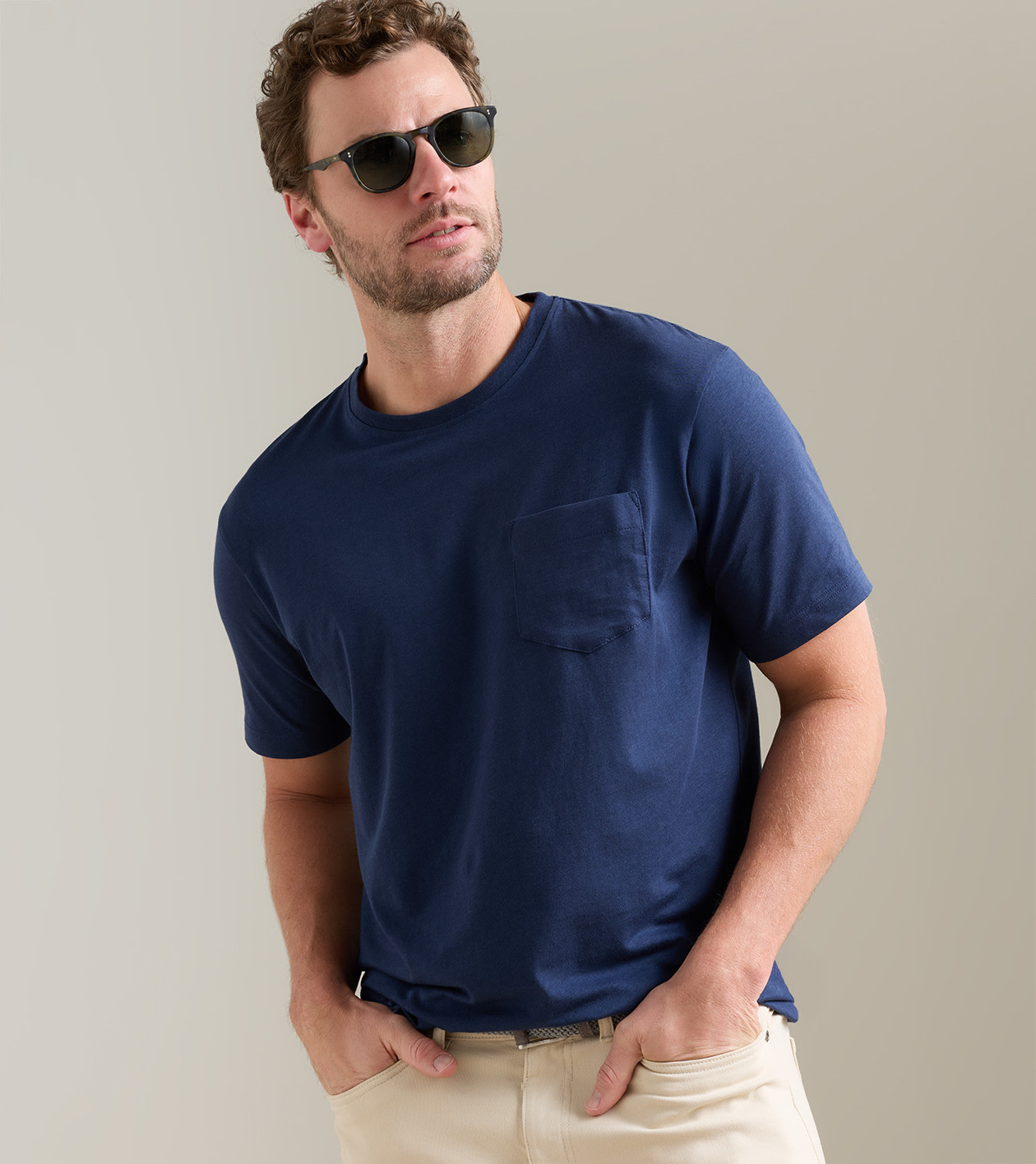 Crown Comfort Short-Sleeve Pocket Tee in Navy - Alternate Image 1