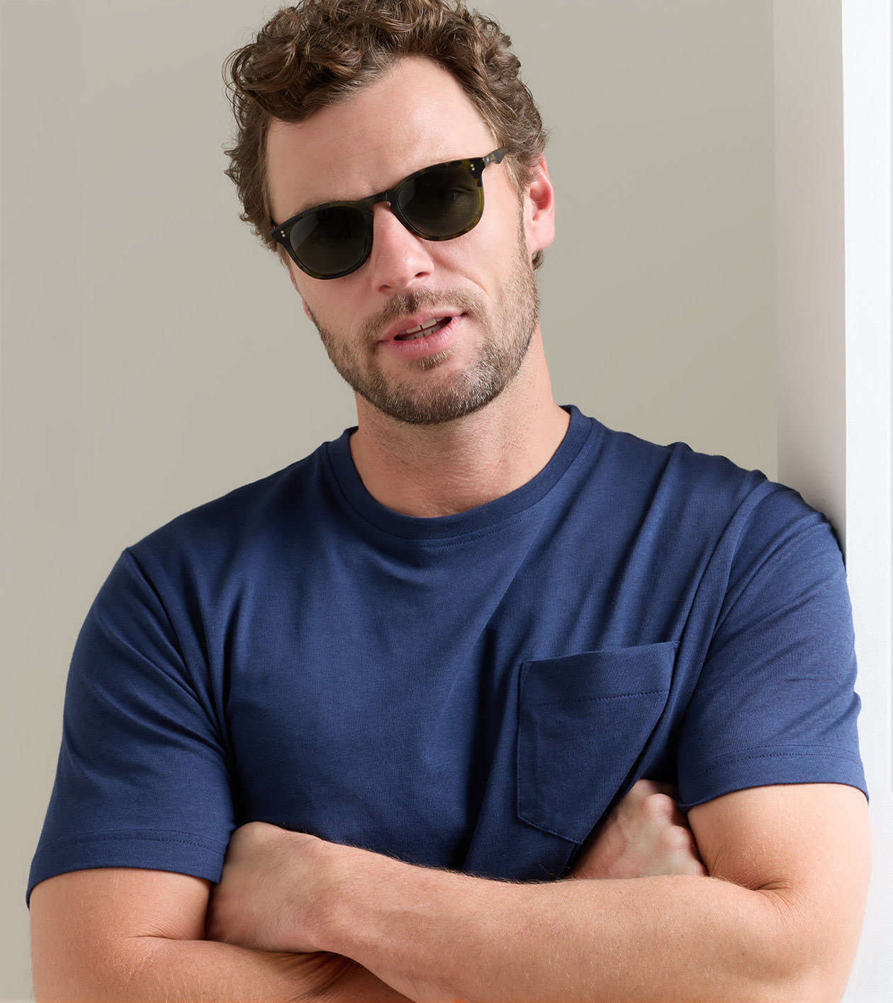 Crown Comfort Short-Sleeve Pocket Tee in Navy - Alternate Image 3