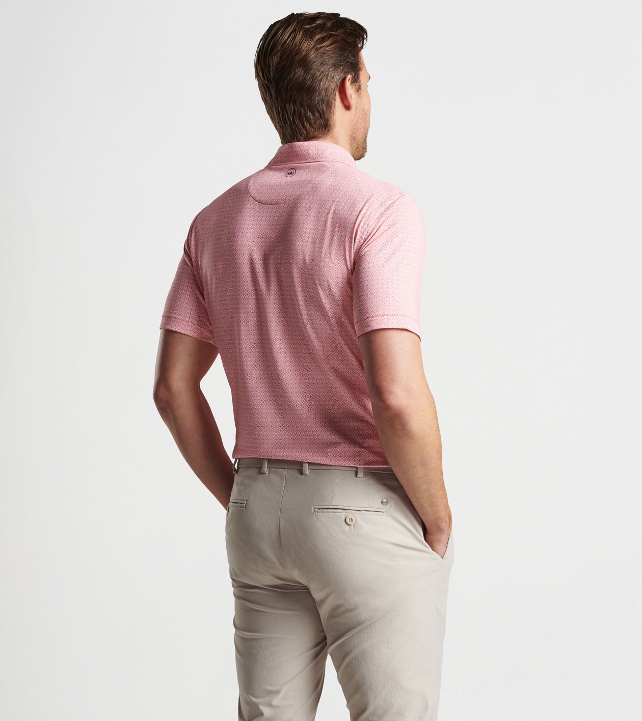 Lloyd Dot Geo Performance Jersey Polo in PEACH BLOOM - Alternate Image 2